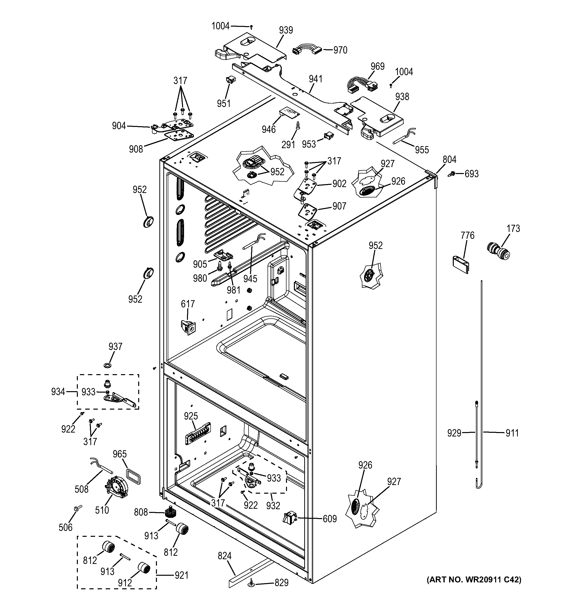 GE PFE27KSDBSS case parts diagram