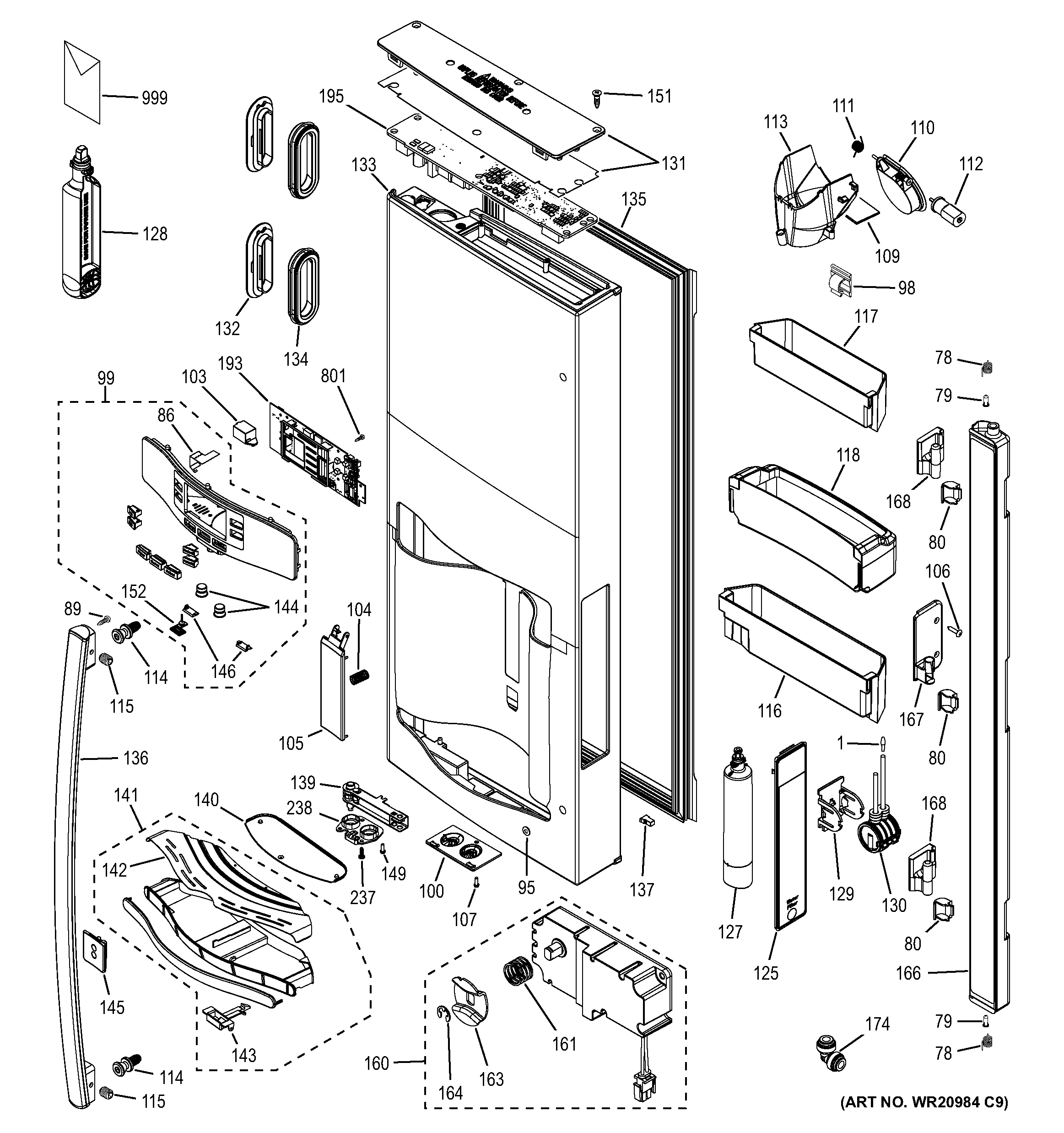 GE PFE29PSDCSS dispenser door diagram