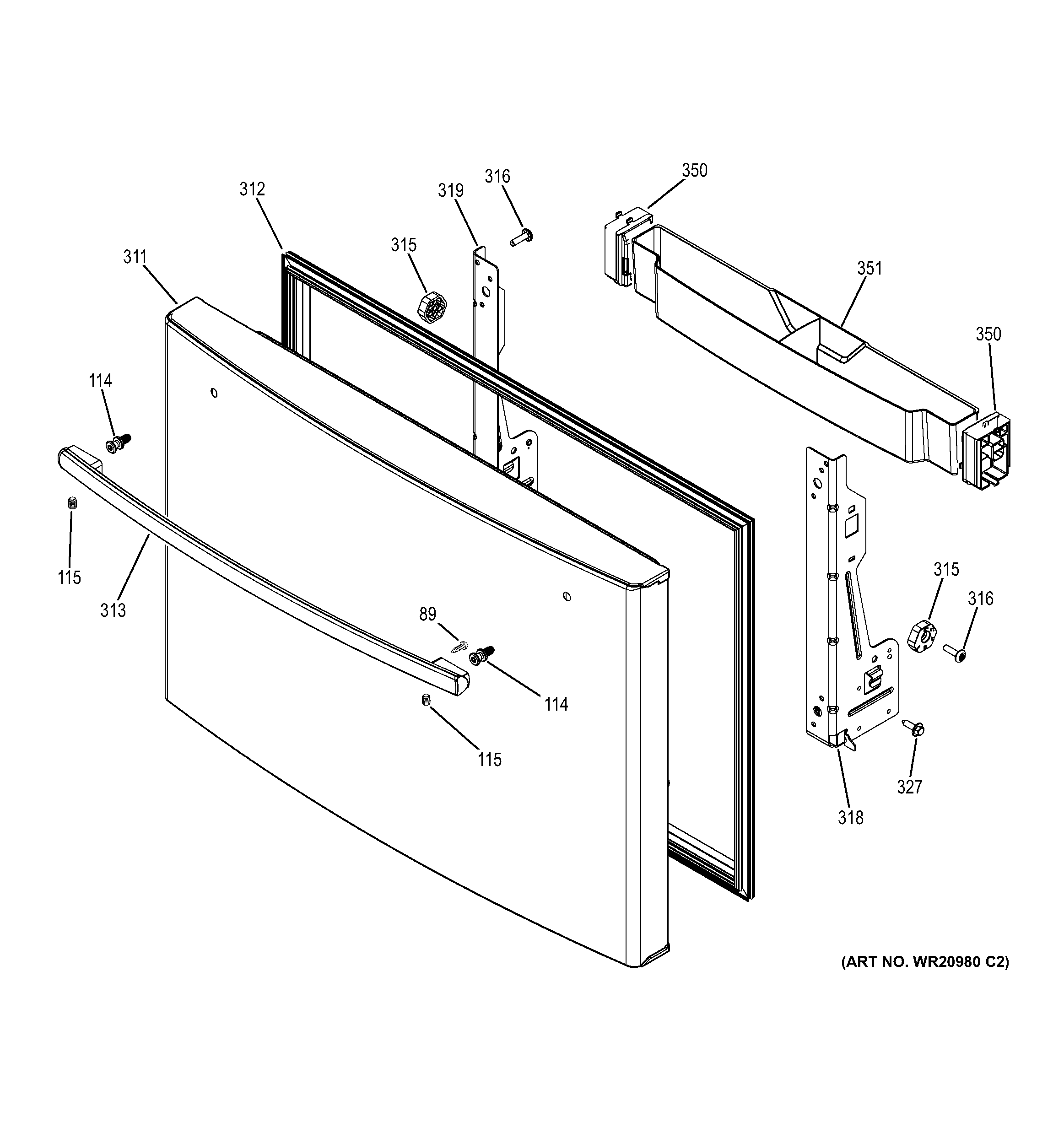 GE PFE29PSDCSS freezer door diagram