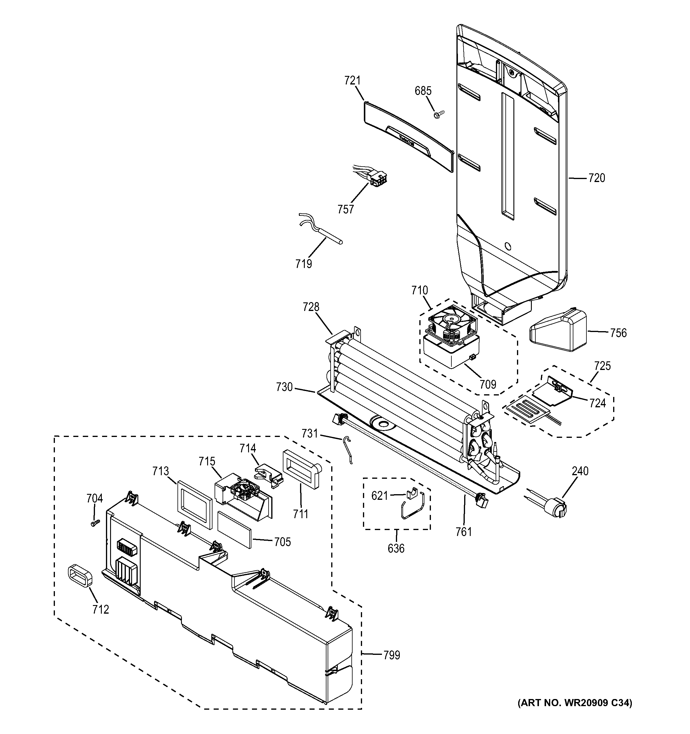 GE PFE29PSDCSS fresh food section diagram
