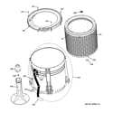 GE GTUP270GM1WW tub, basket & agitator diagram
