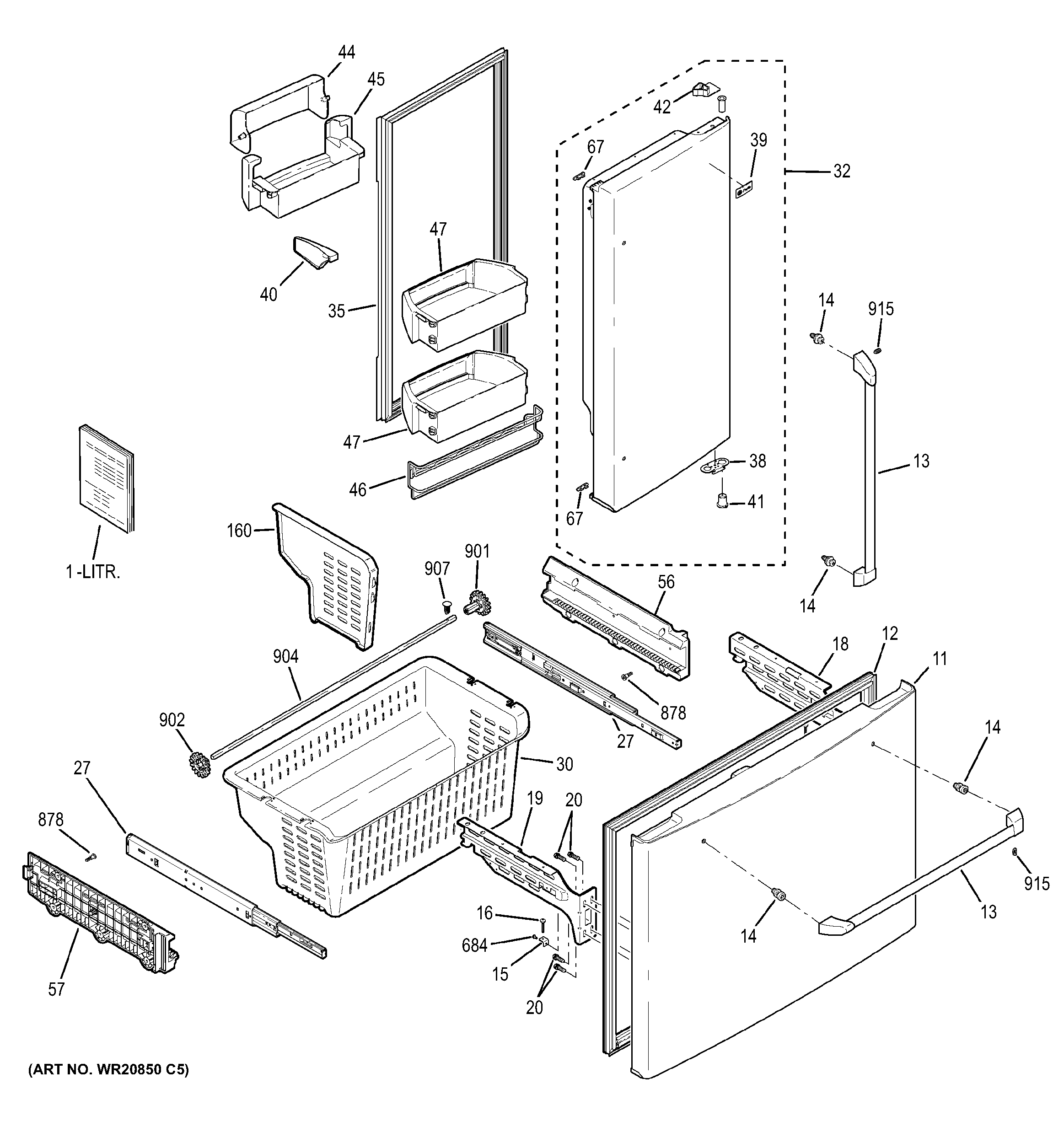 GE CFSP5RKBESS doors & bins diagram