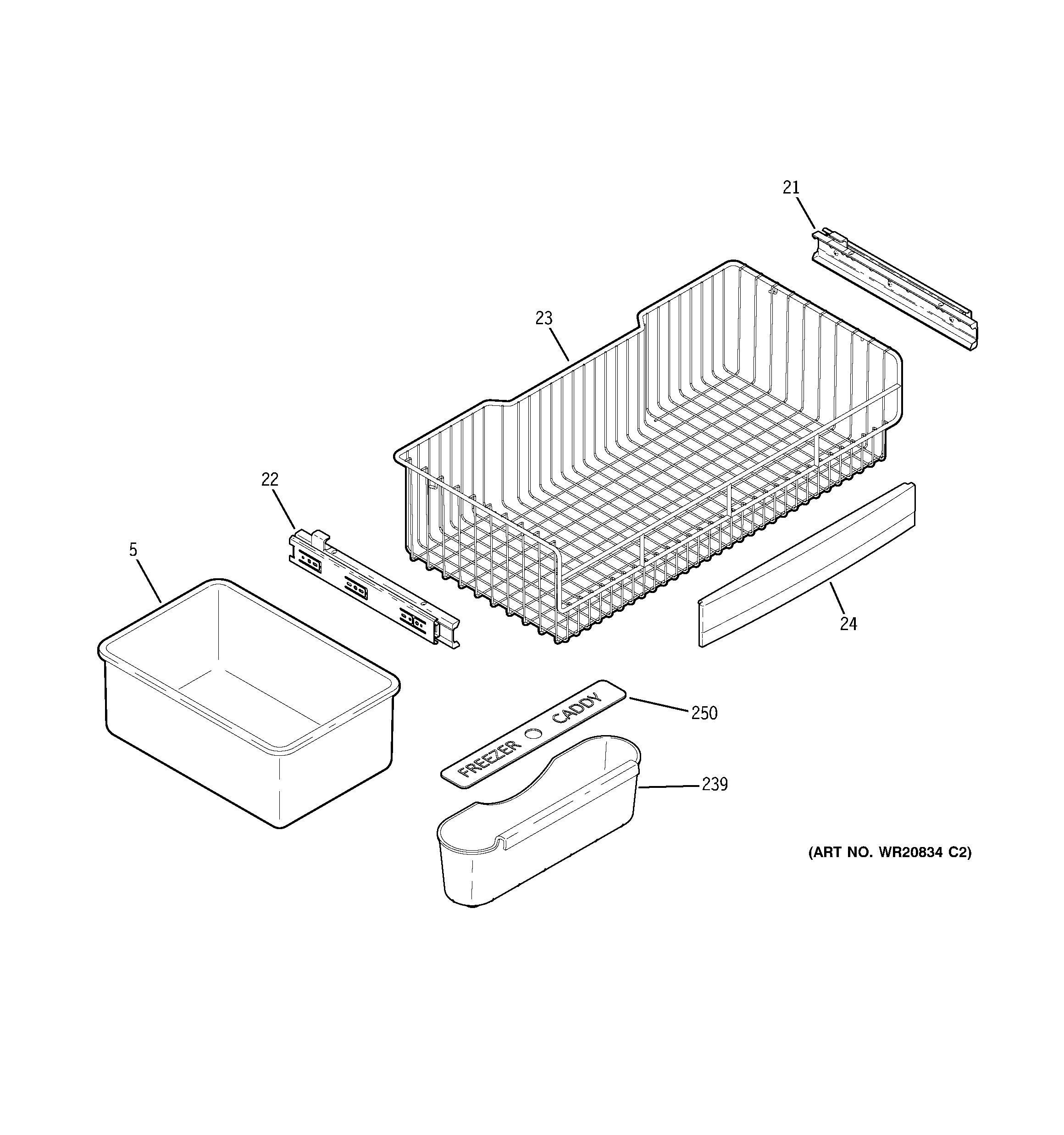 GE CFSP5RKBESS freezer shelves diagram