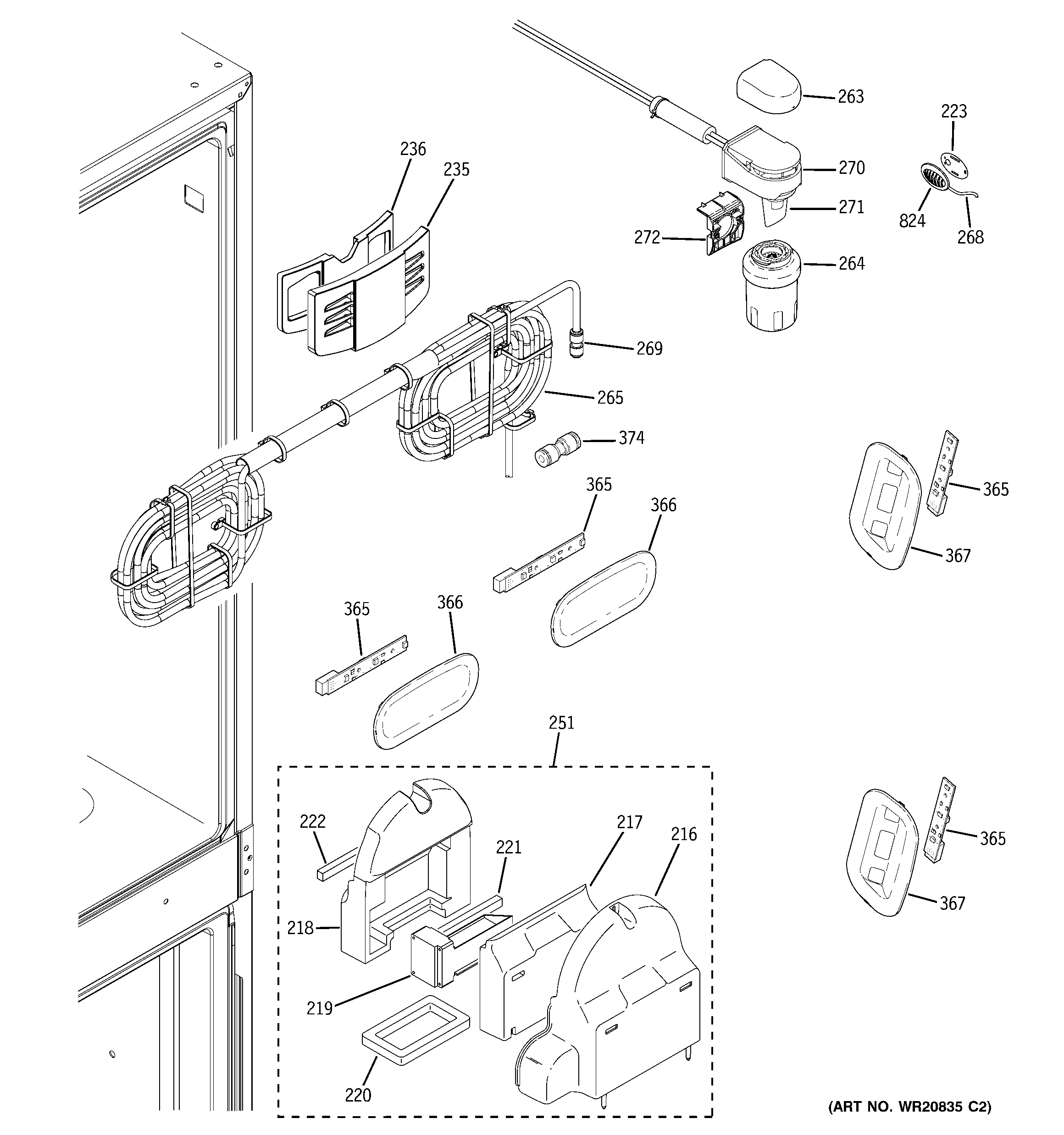 GE CFSP5RKBESS fresh food section diagram