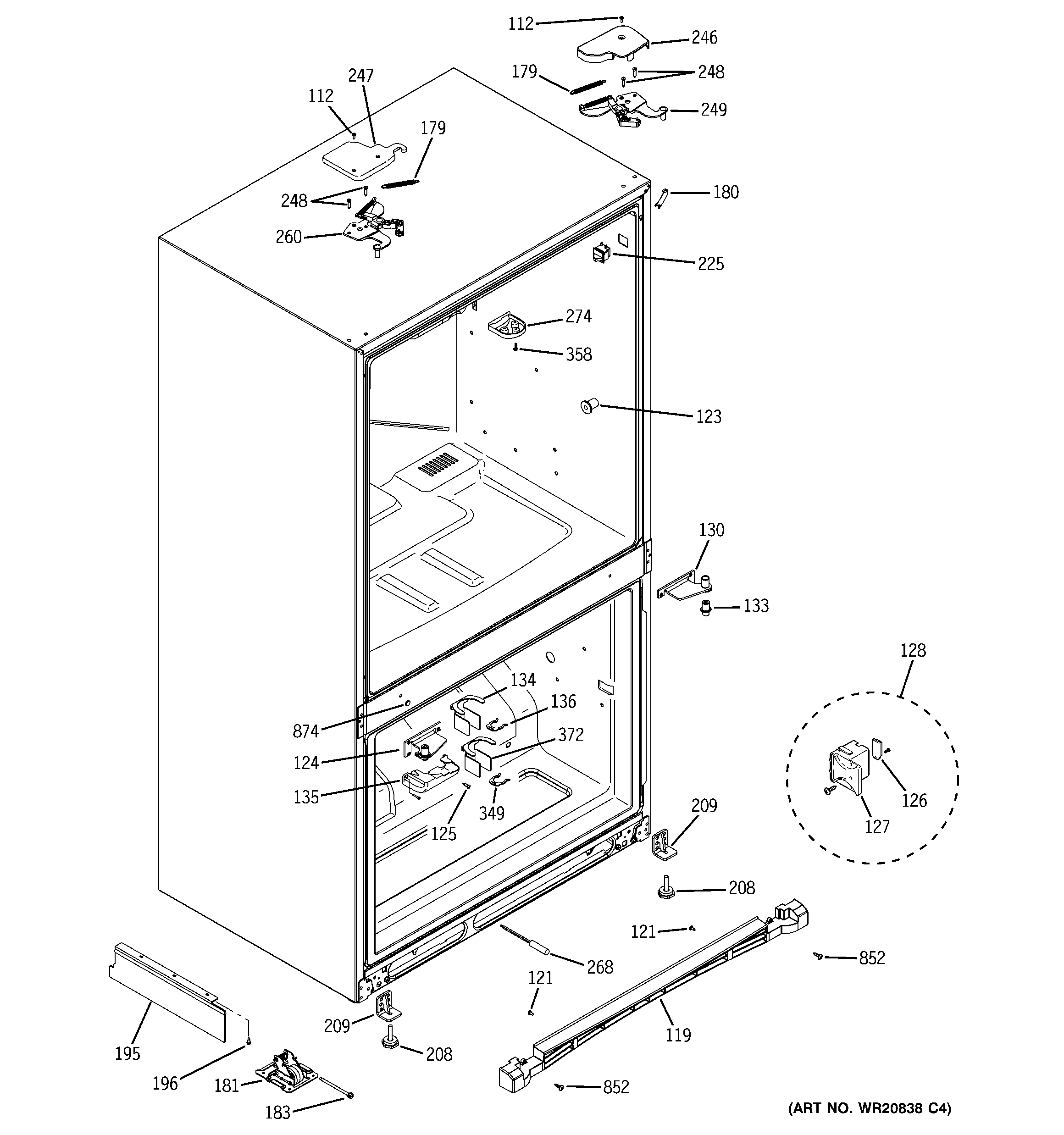 GE CFSP5RKBESS case parts diagram