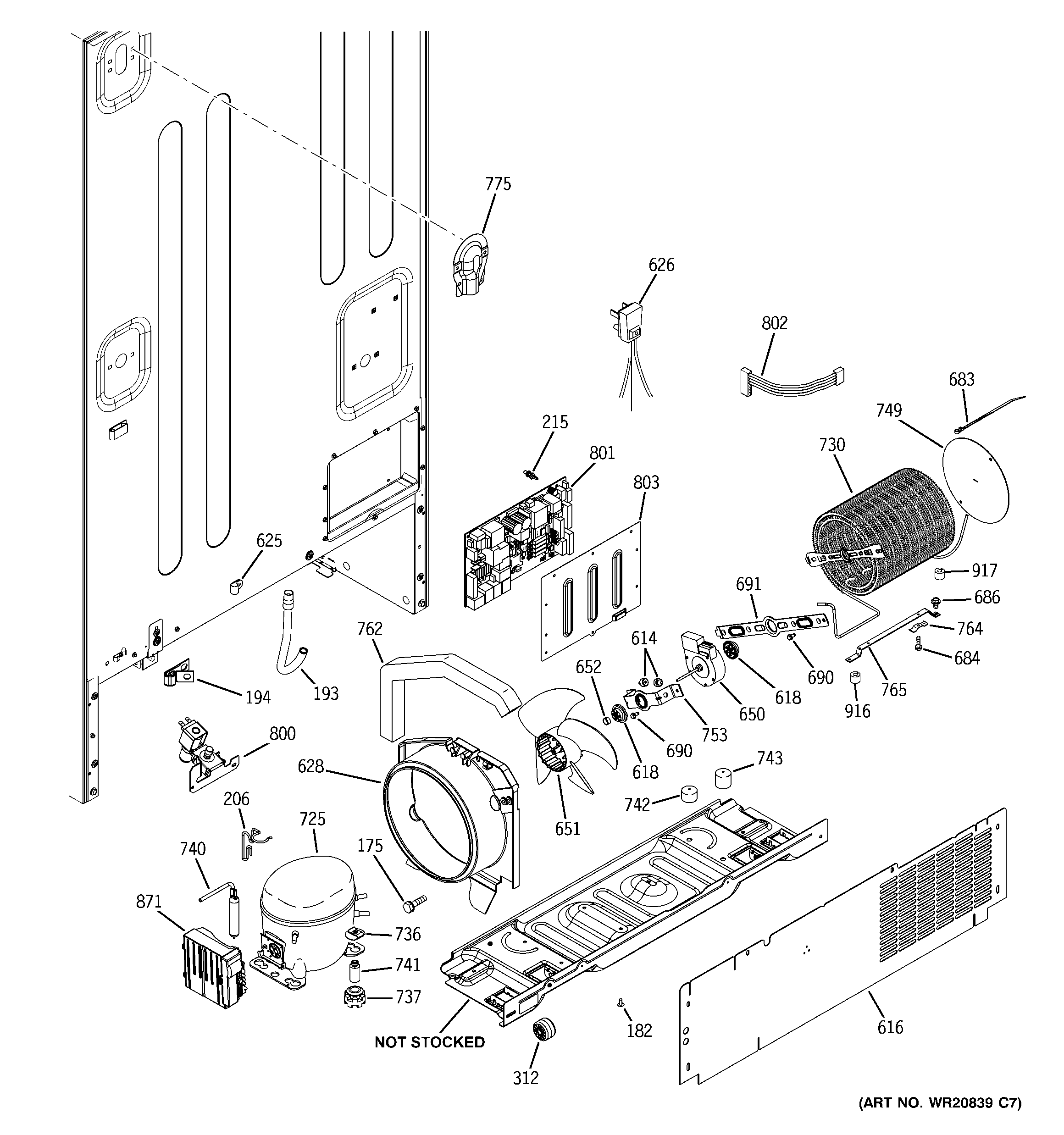 GE CFSP5RKBESS machine compartment diagram