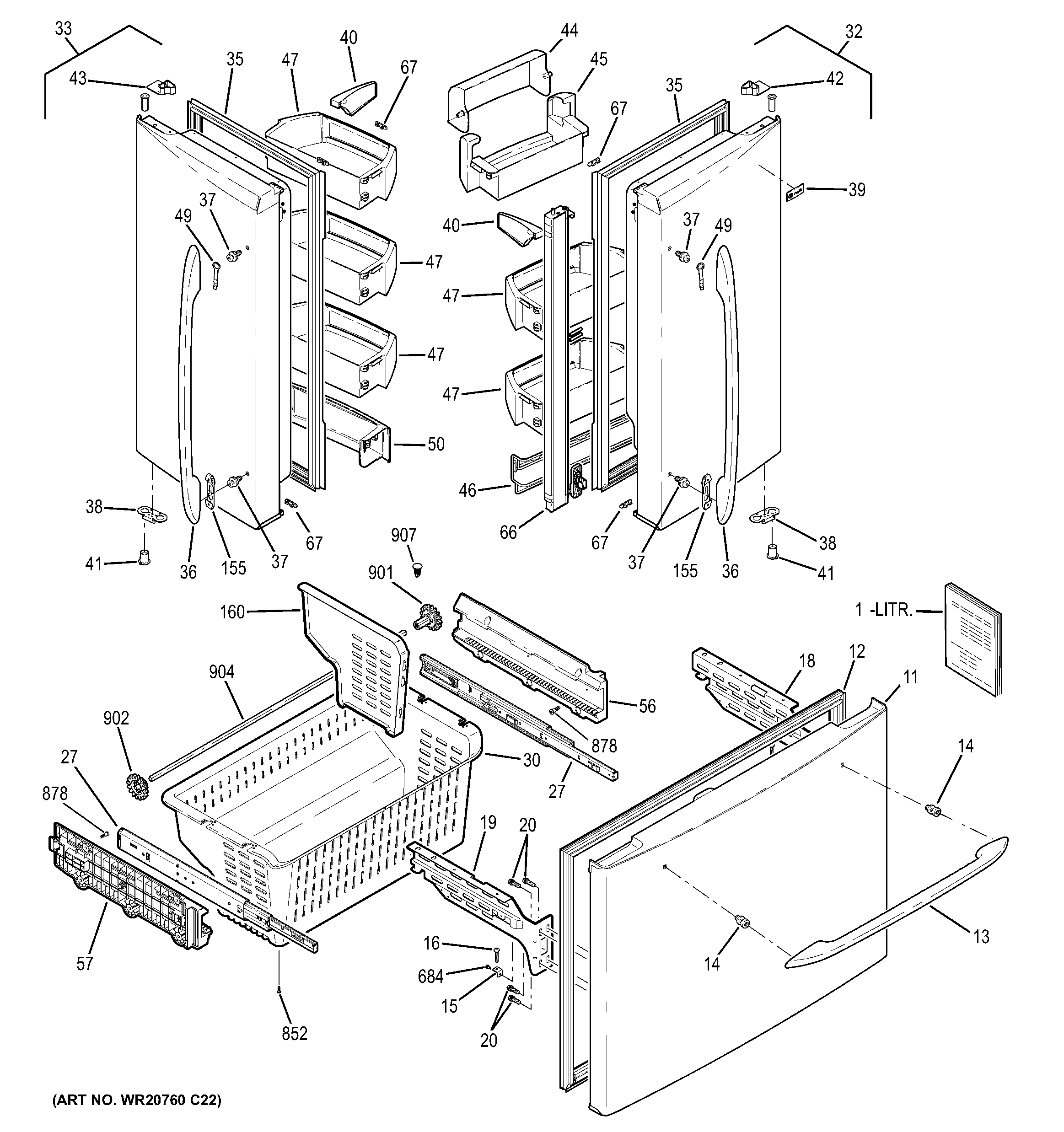 GE PFCF1NFCBWW doors diagram