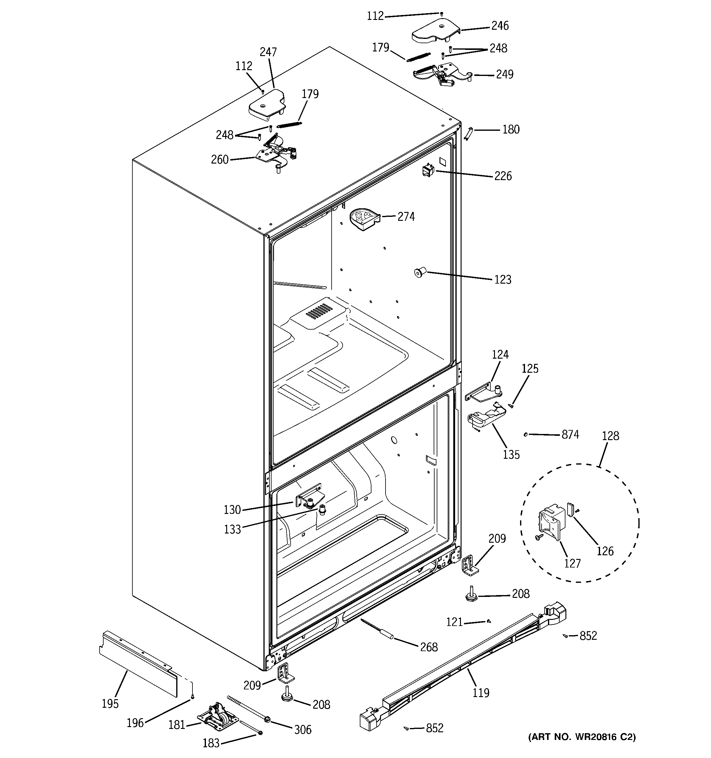 GE PFCF1NFCBWW case parts diagram