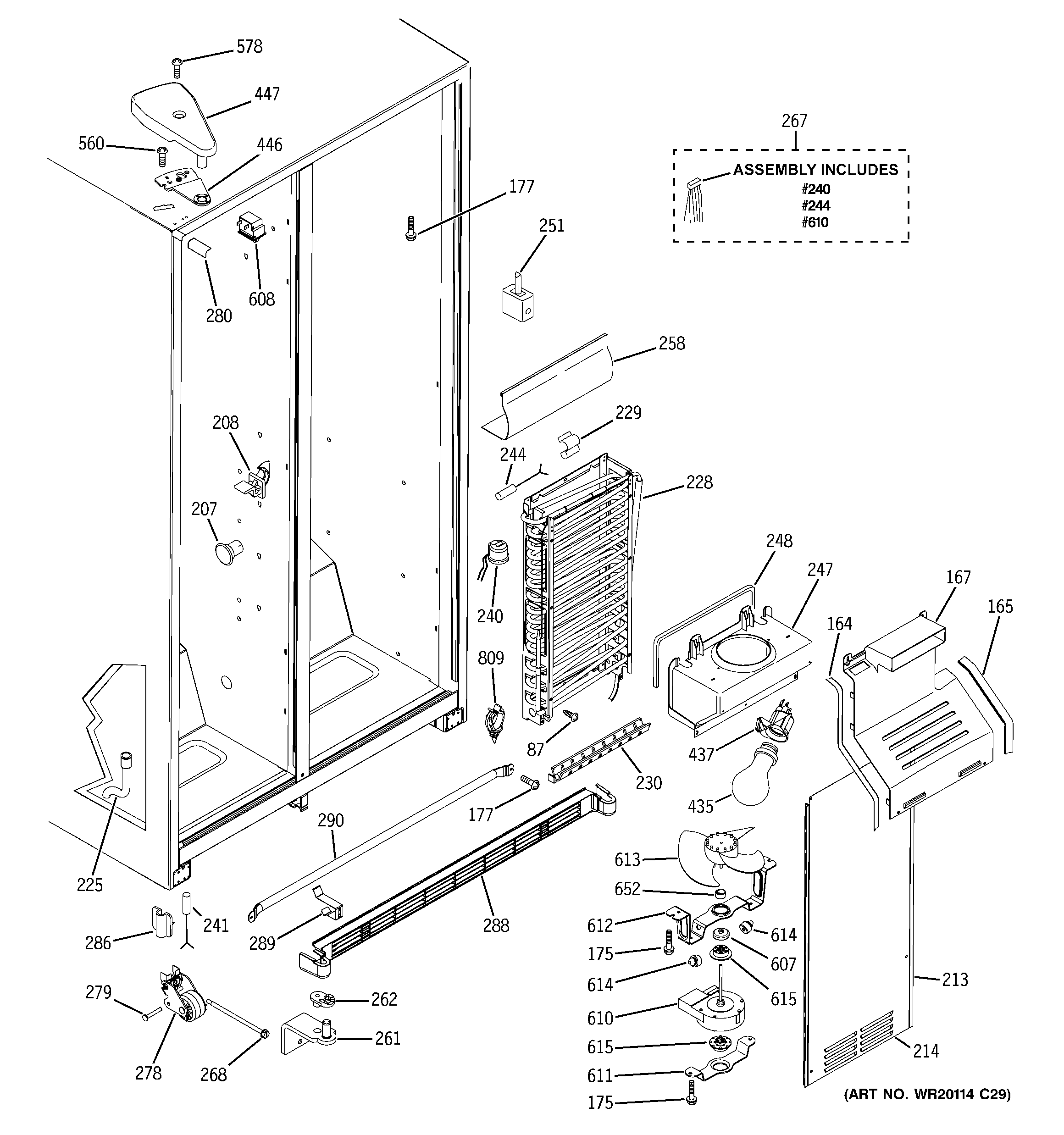 GE GSH22JSDDSS freezer section diagram