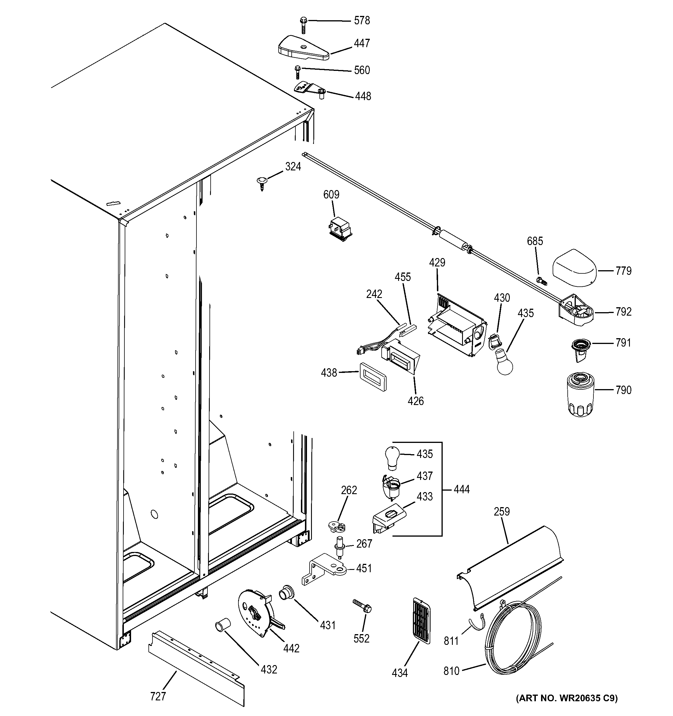 GE GSH22JSDDSS fresh food section diagram