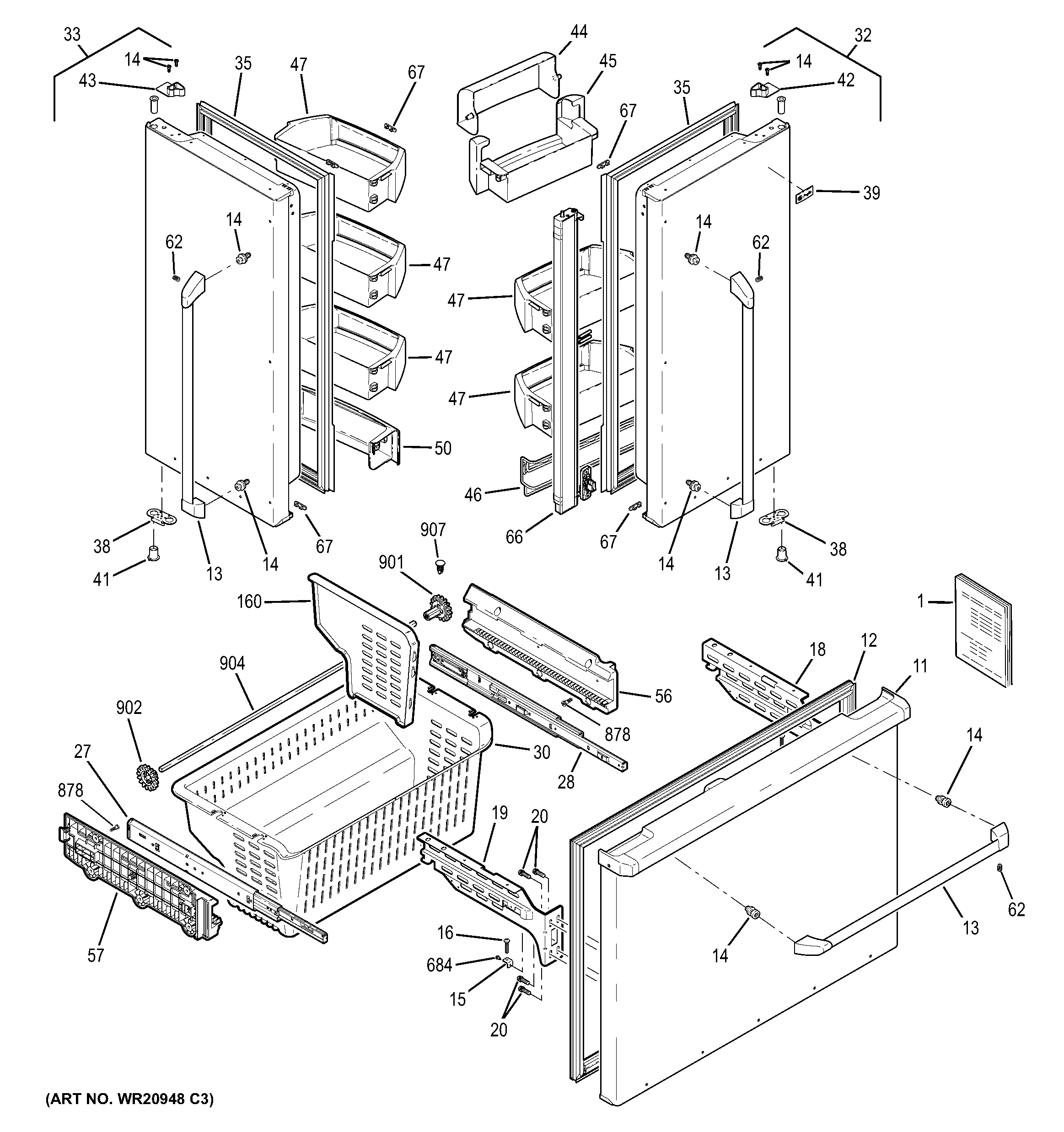 GE CWS21SSEAFSS doors diagram