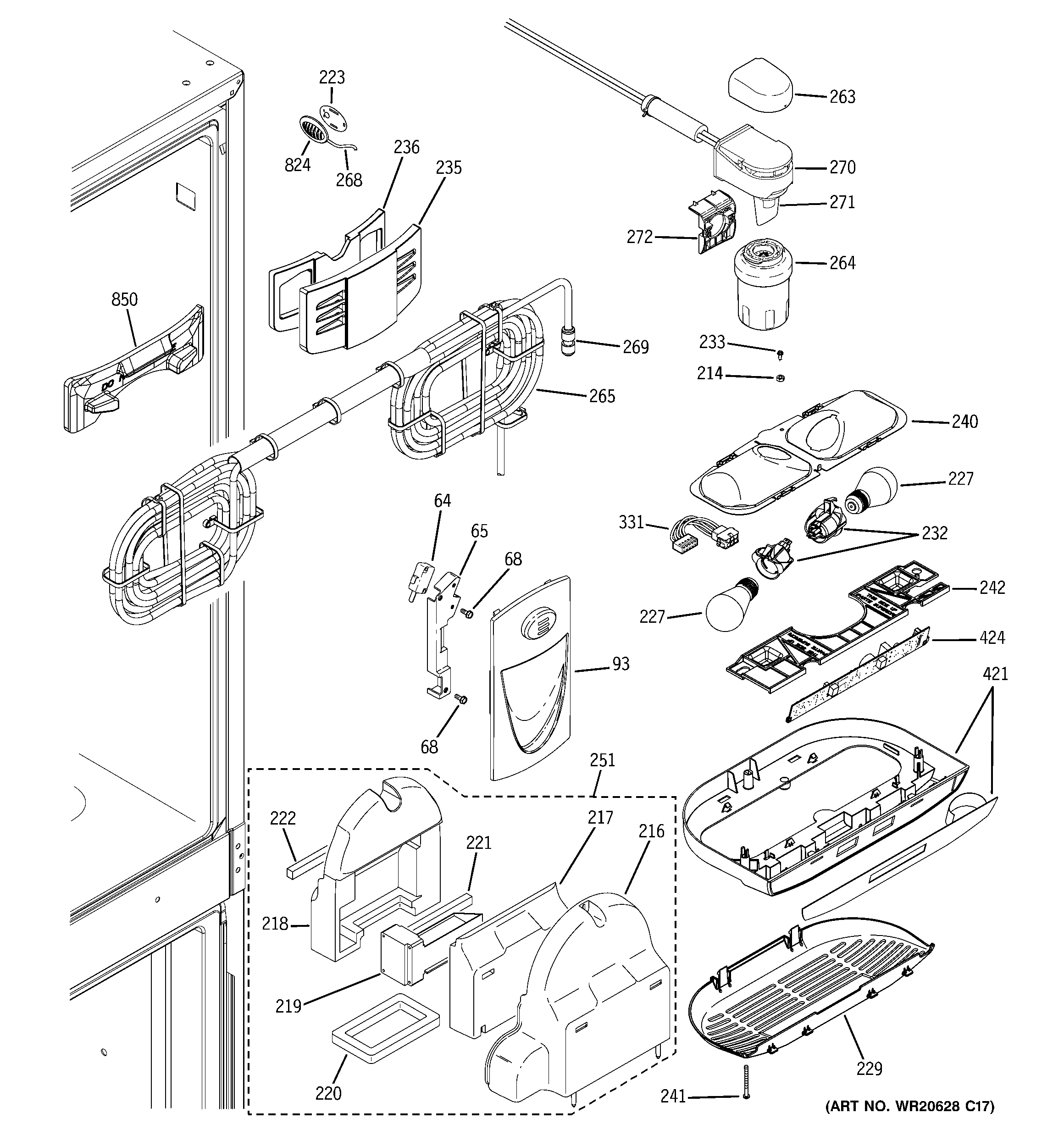 GE CWS21SSEAFSS fresh food section diagram