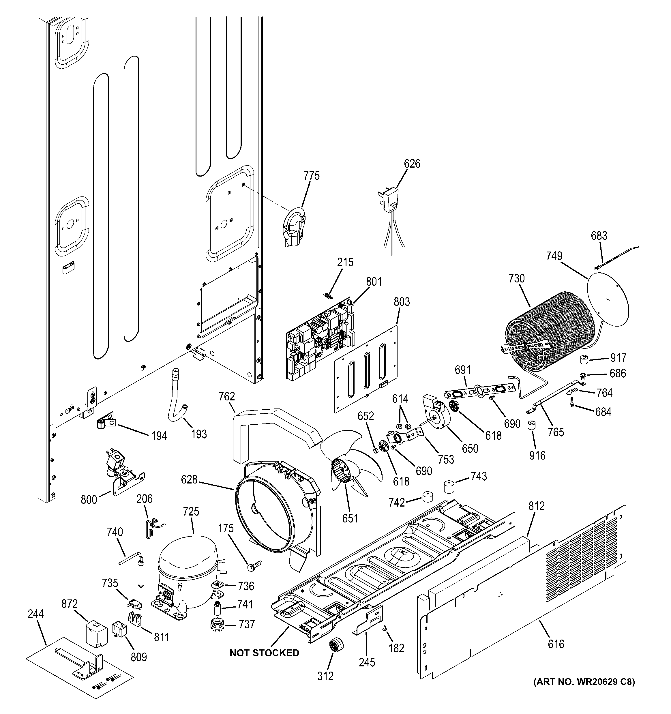 GE CWS21SSEAFSS machine compartment diagram