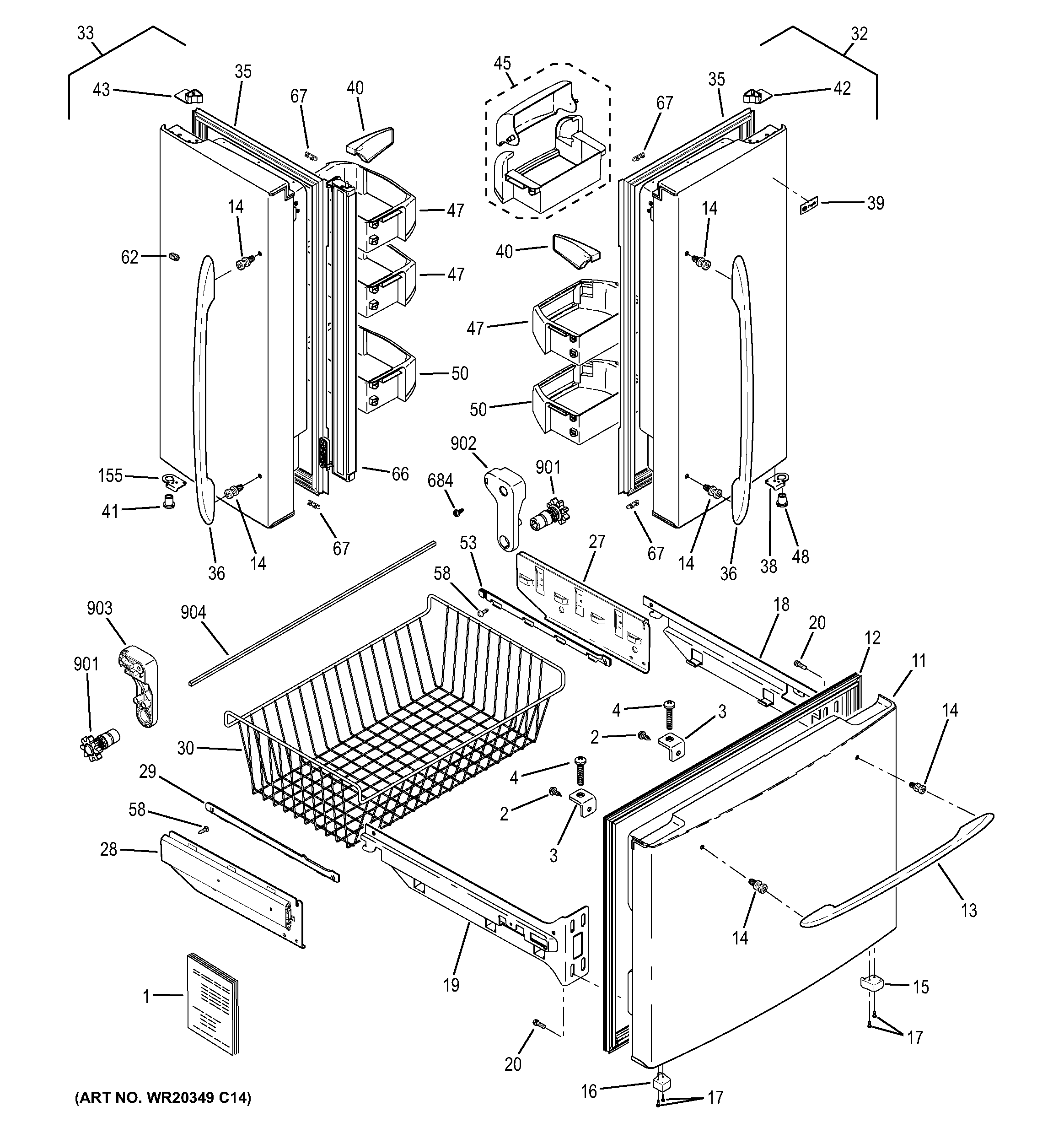 GE PFSS0MFZGSS doors diagram