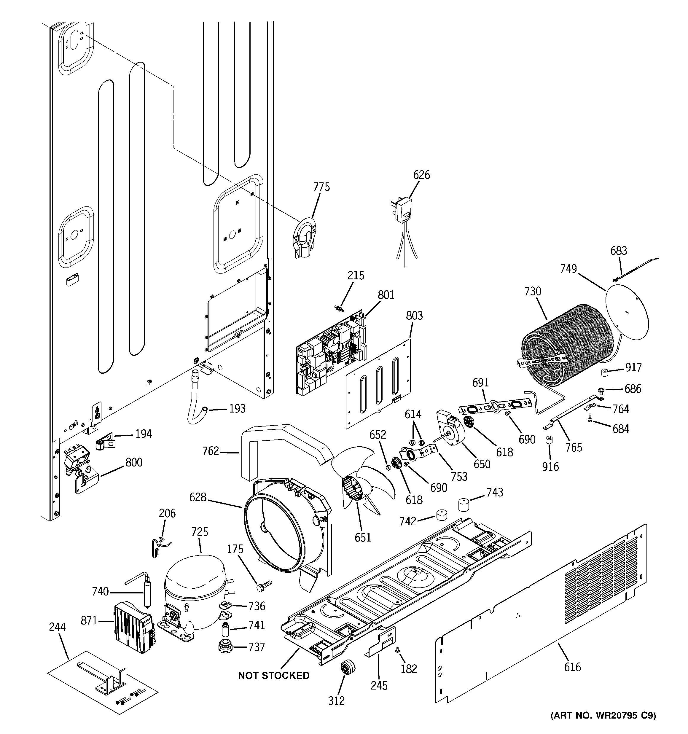 GE PVS21KSEBFSS machine compartment diagram