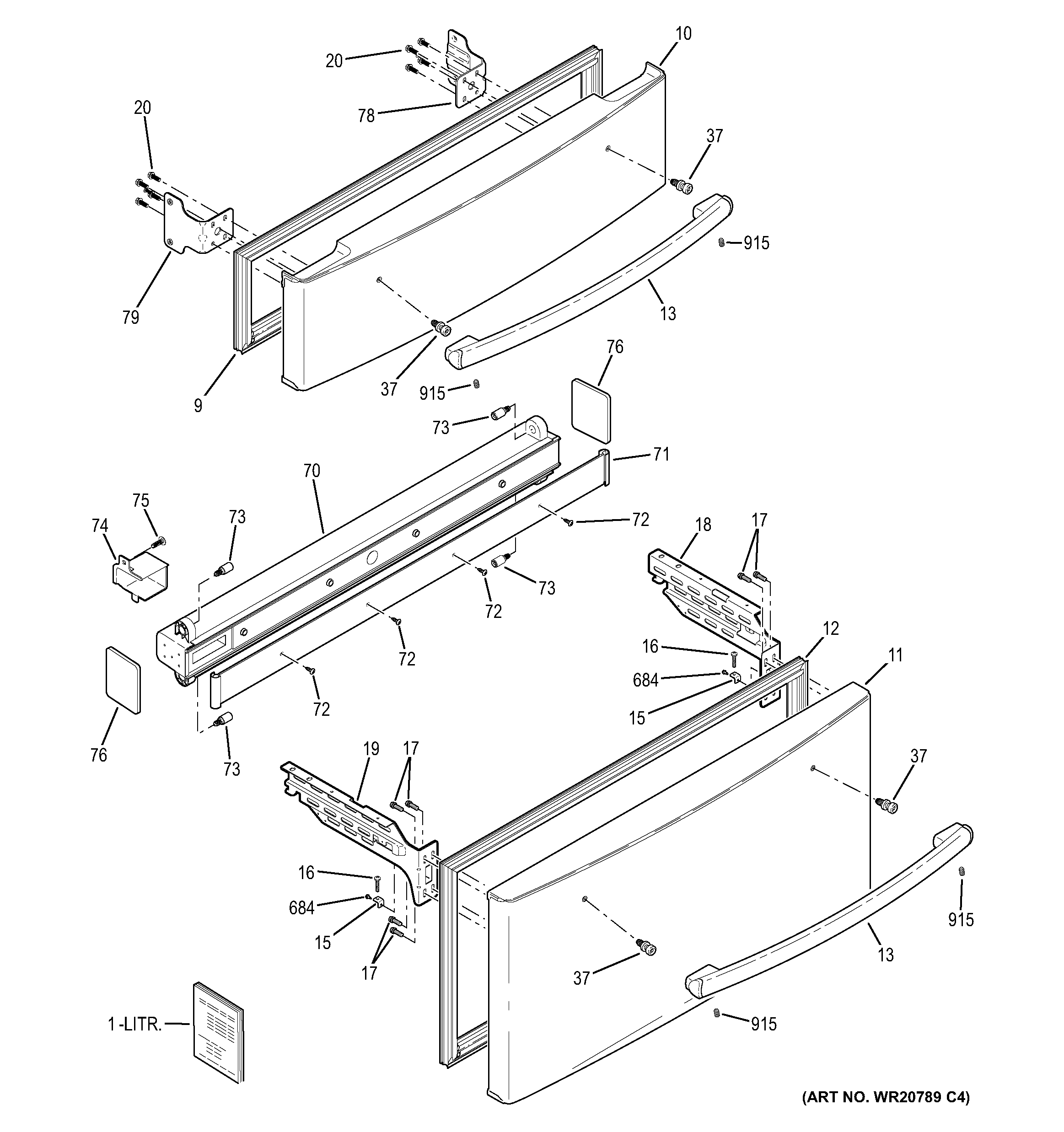 GE PVS21KSEBFSS freezer doors diagram
