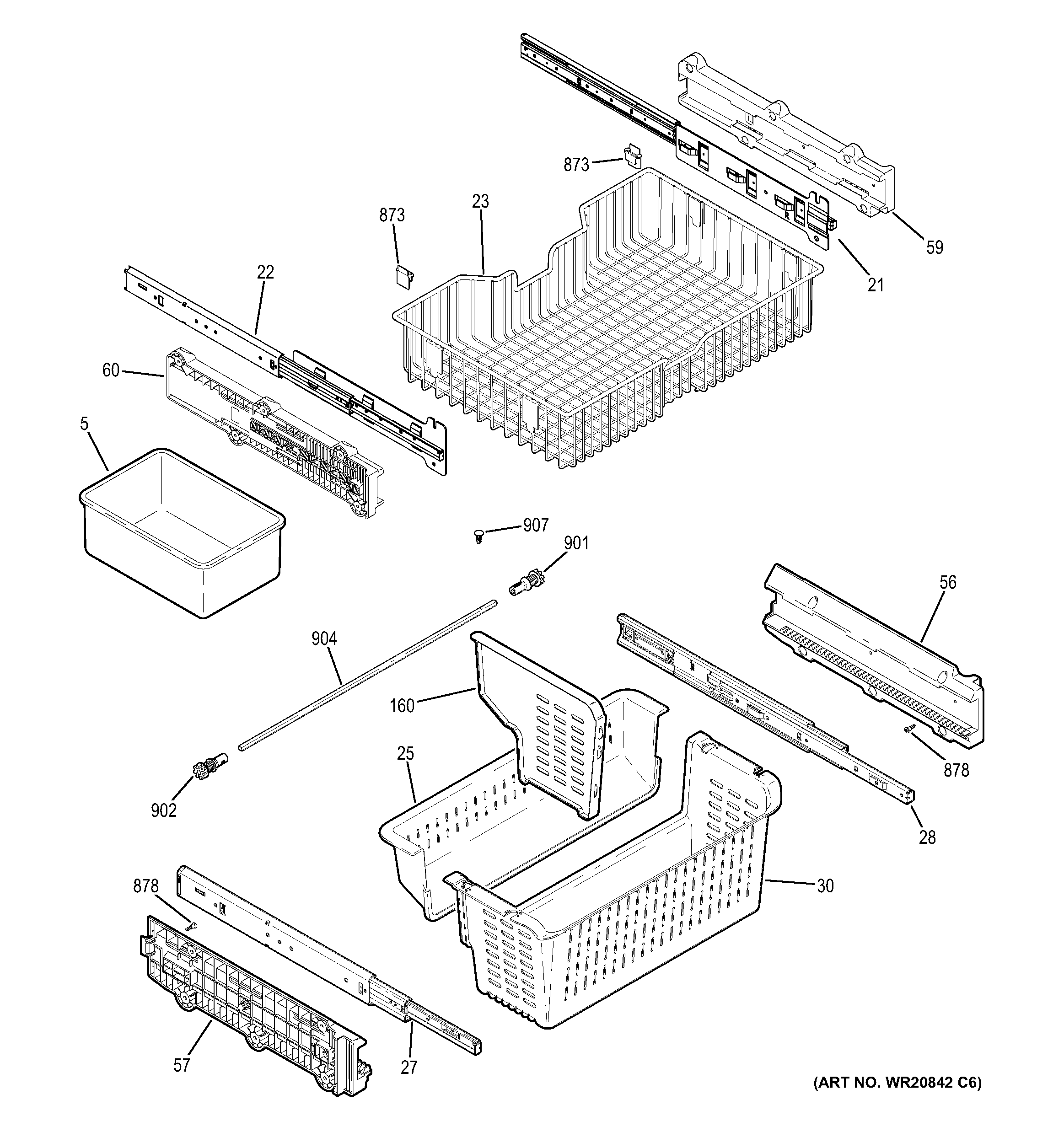 GE PVS21KSEBFSS freezer shelves diagram