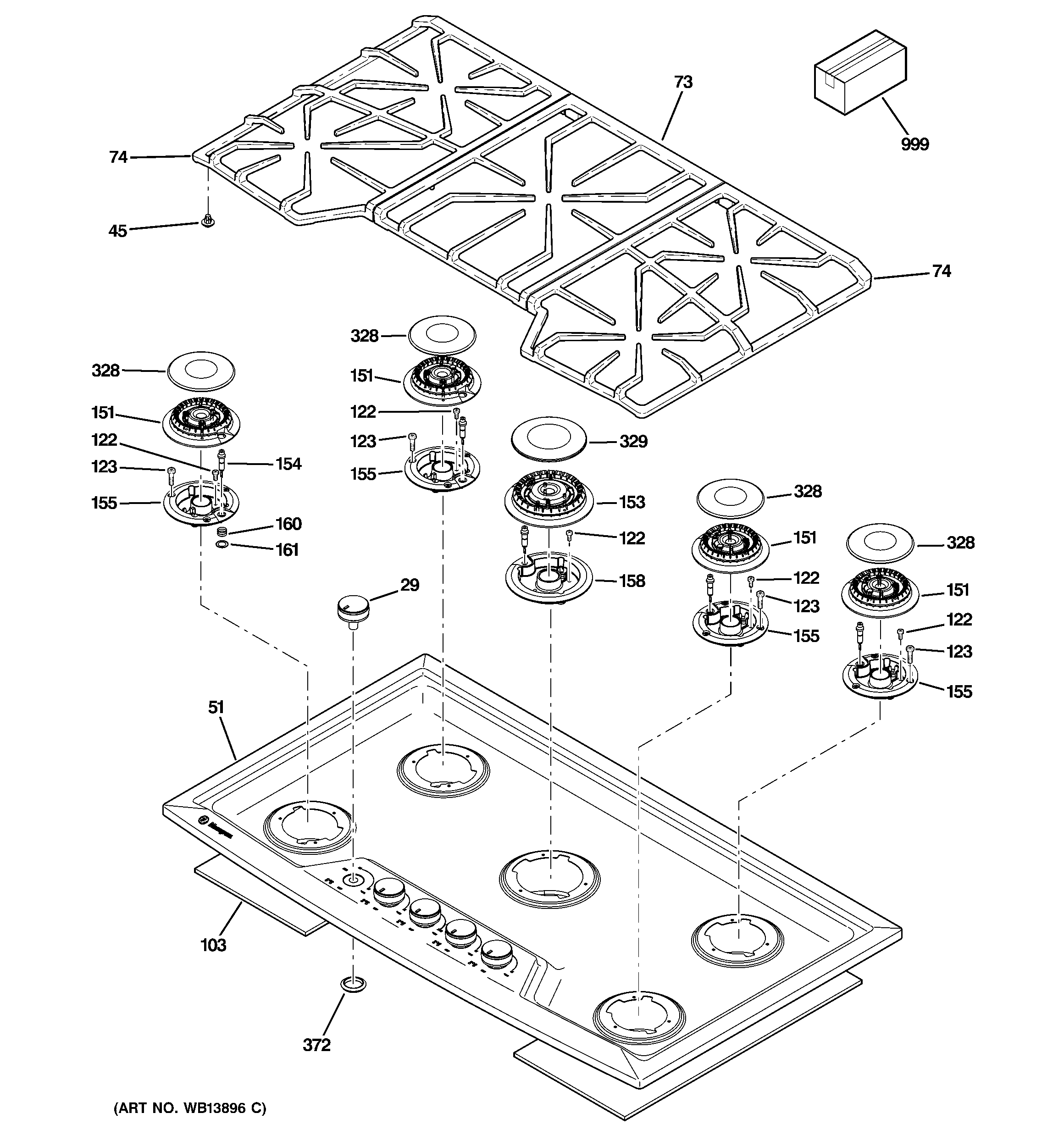 GE ZGU385LSM2SS control panel & cooktop diagram