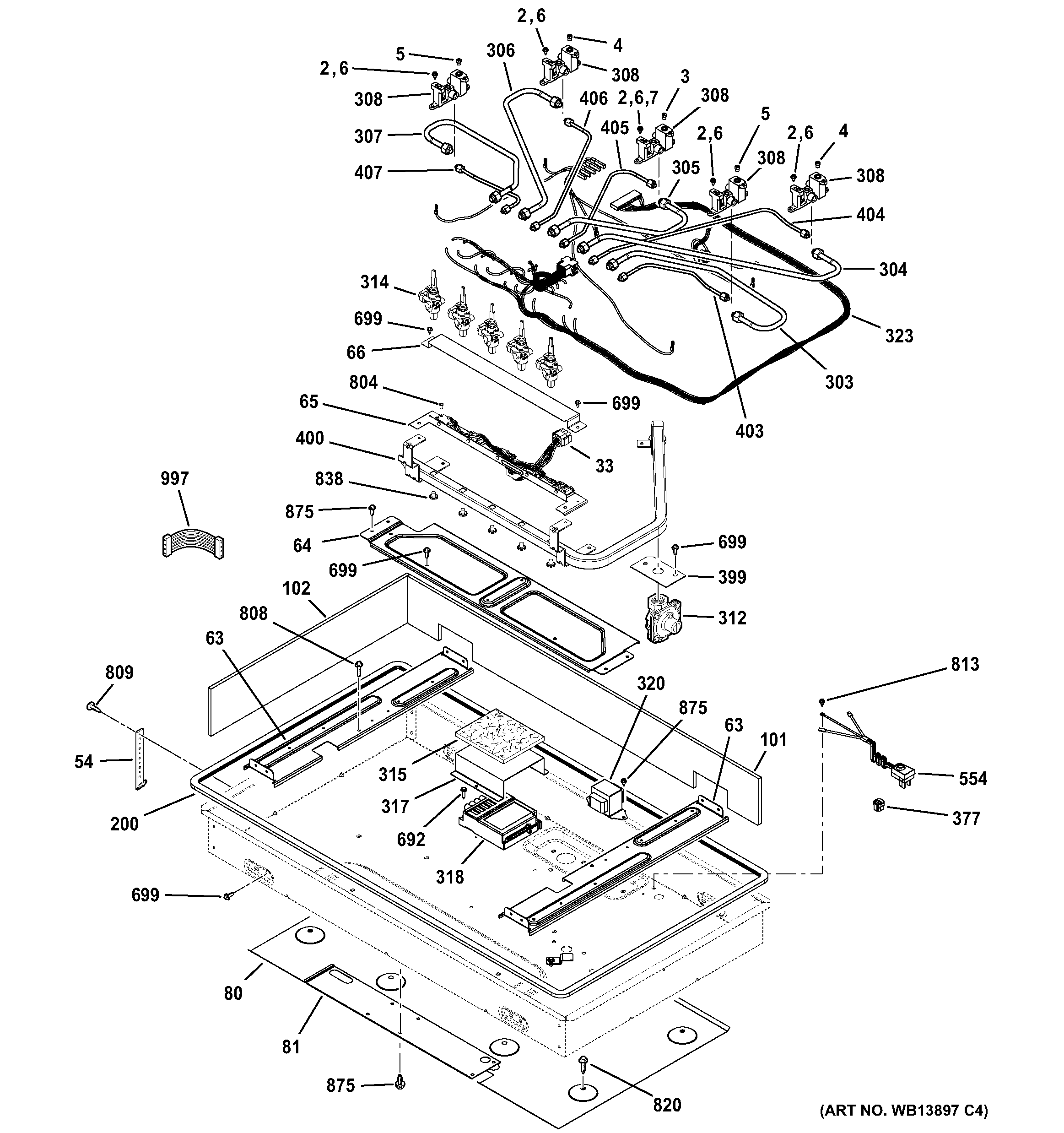 GE ZGU385LSM2SS gas & burner parts diagram