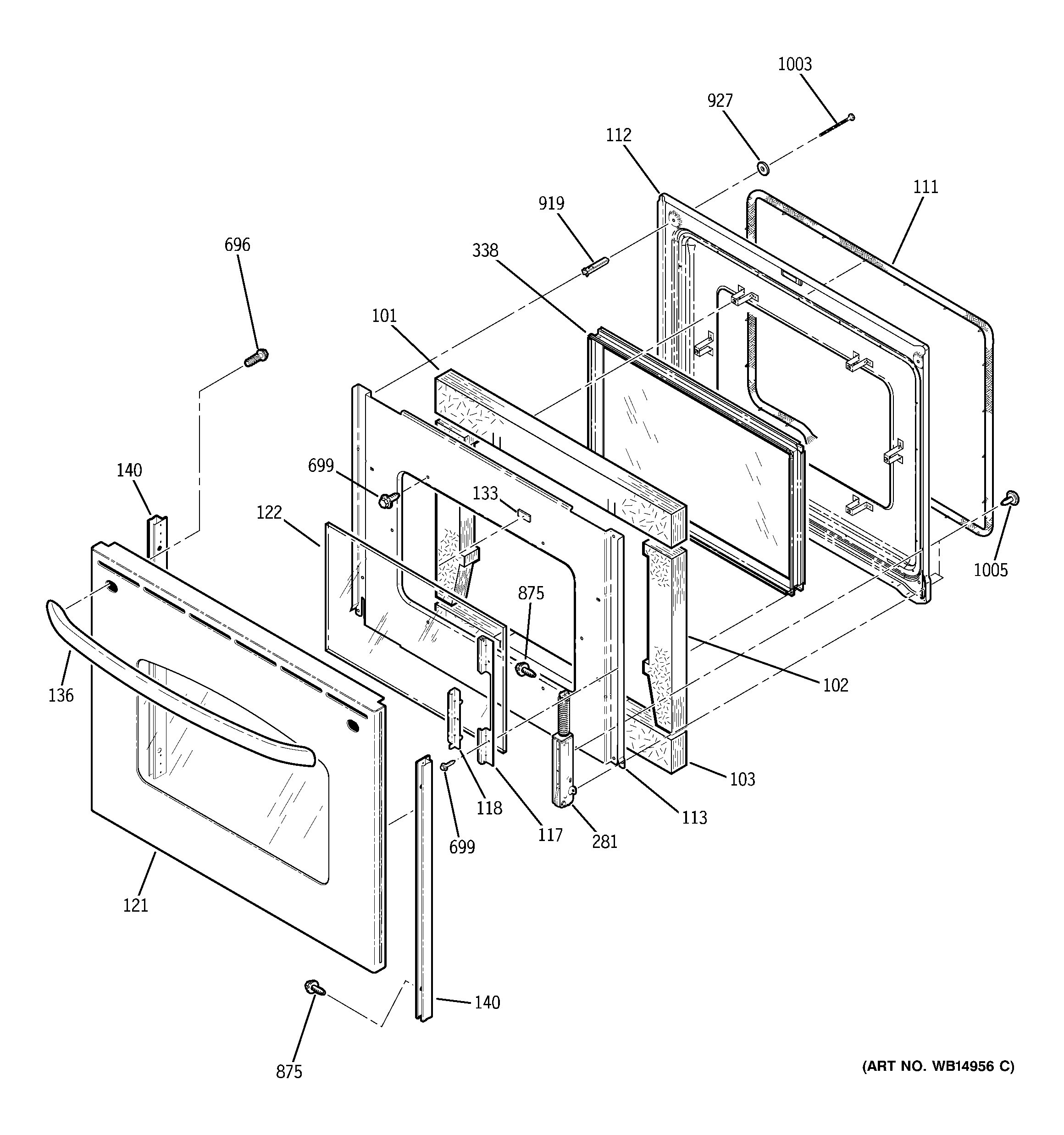 GE JB700SN3SS door diagram