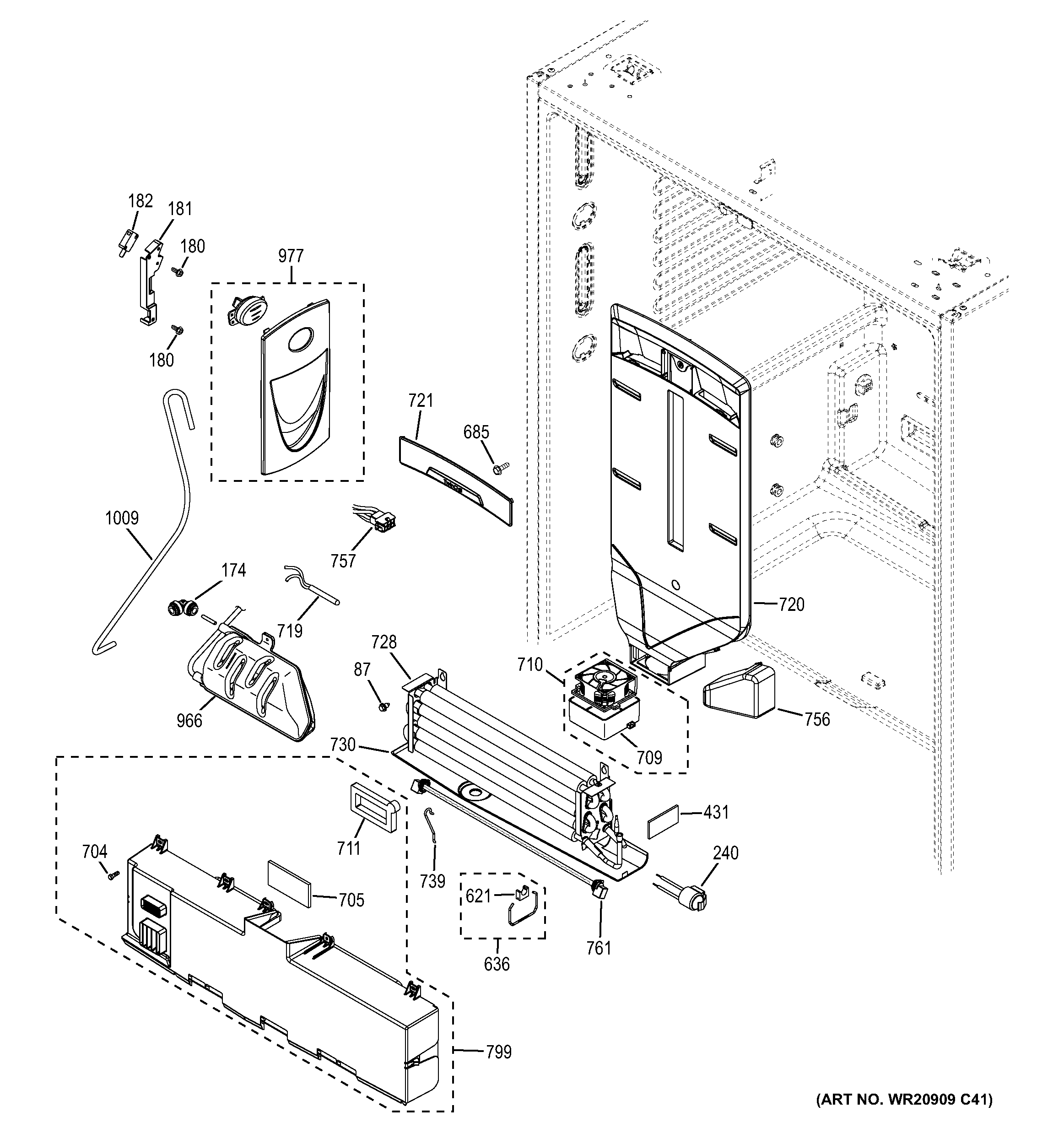 GE PWE23KMDBES fresh food section diagram