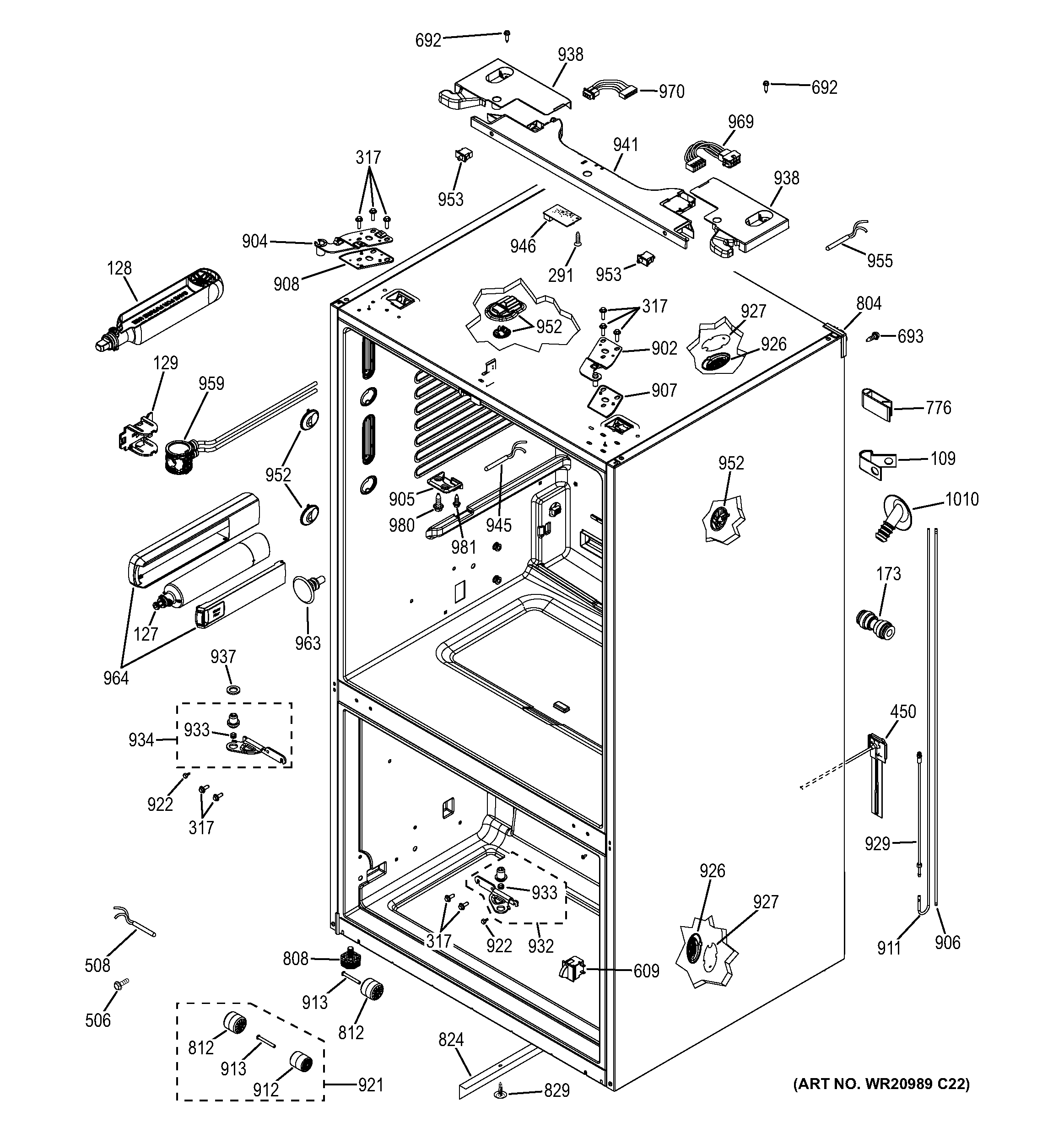 GE PWE23KSDBSS case parts diagram