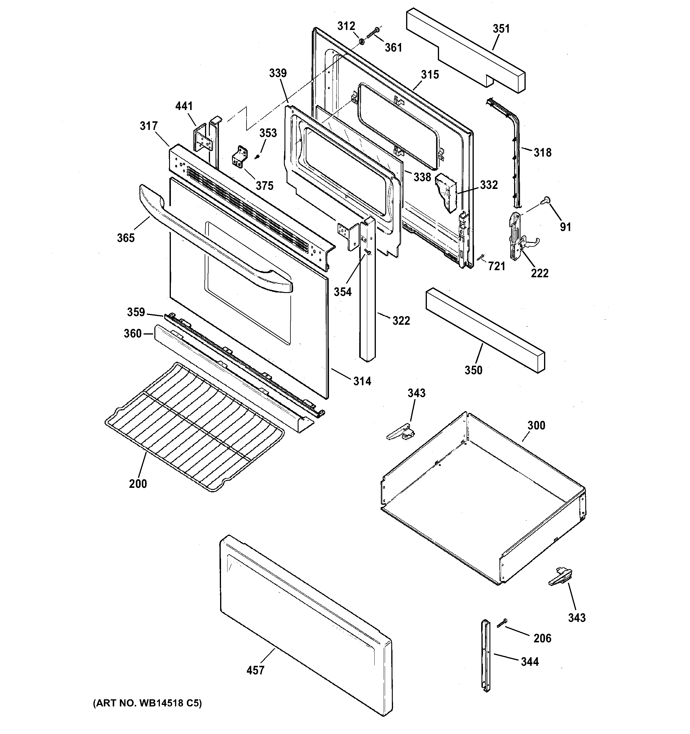 Hotpoint RB560DH1WW door & drawer parts diagram