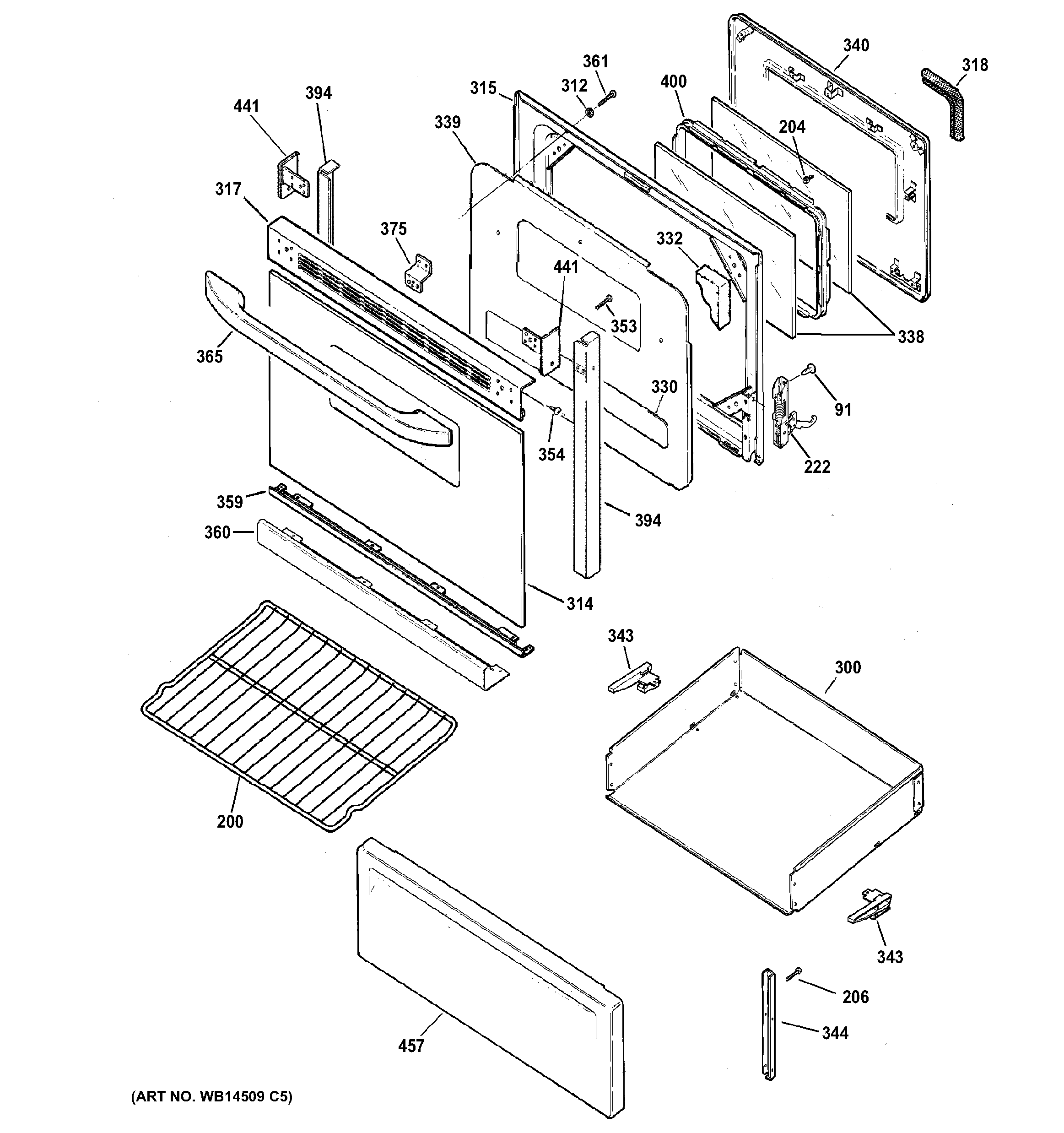 Hotpoint RB720DH1BB door & drawer parts diagram