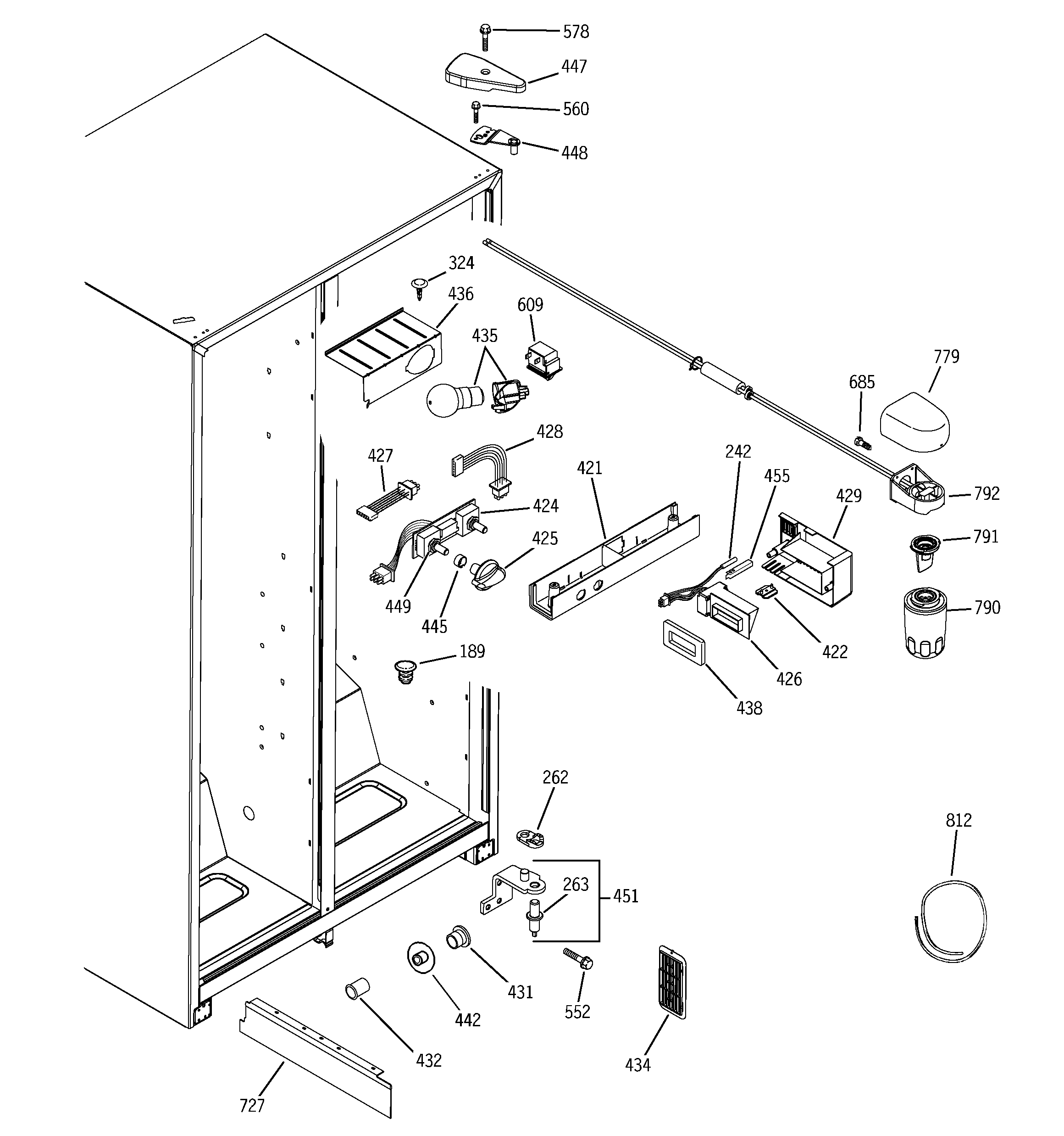 Hotpoint HSS25GFPAWW fresh food section diagram