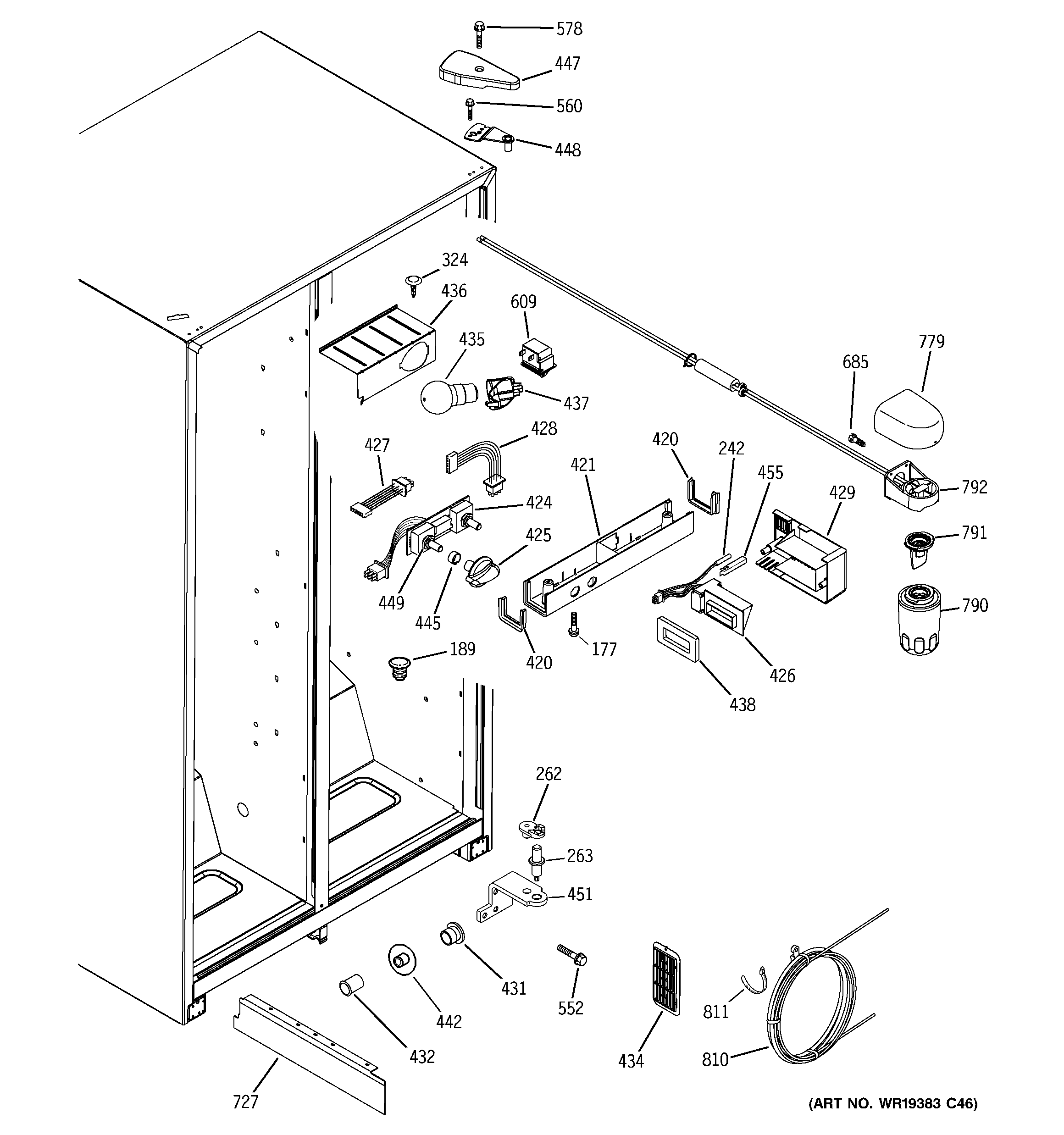 Hotpoint HST25IFPEWW fresh food section diagram