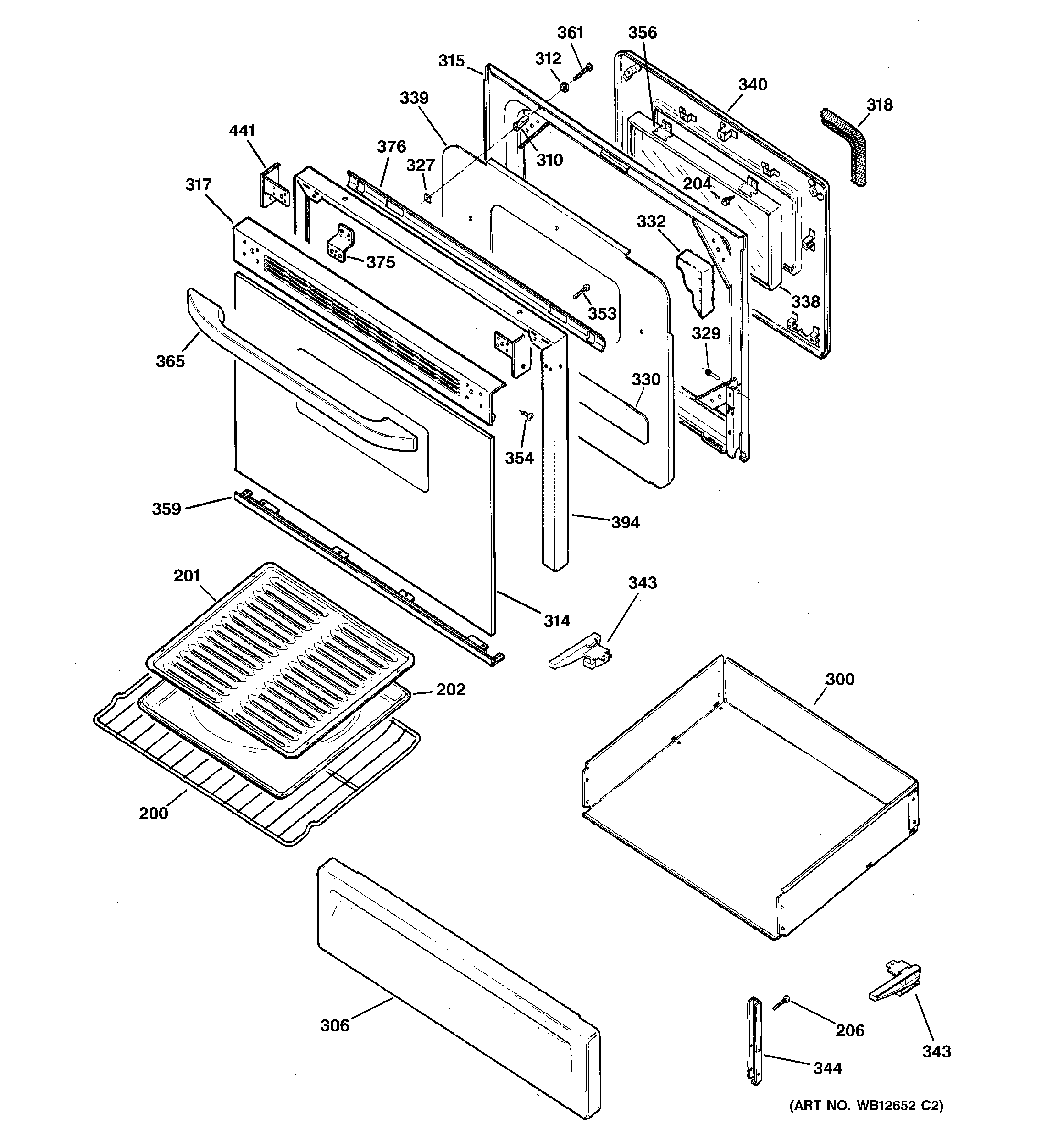 Hotpoint RGB745BEH2CT door & drawer parts diagram
