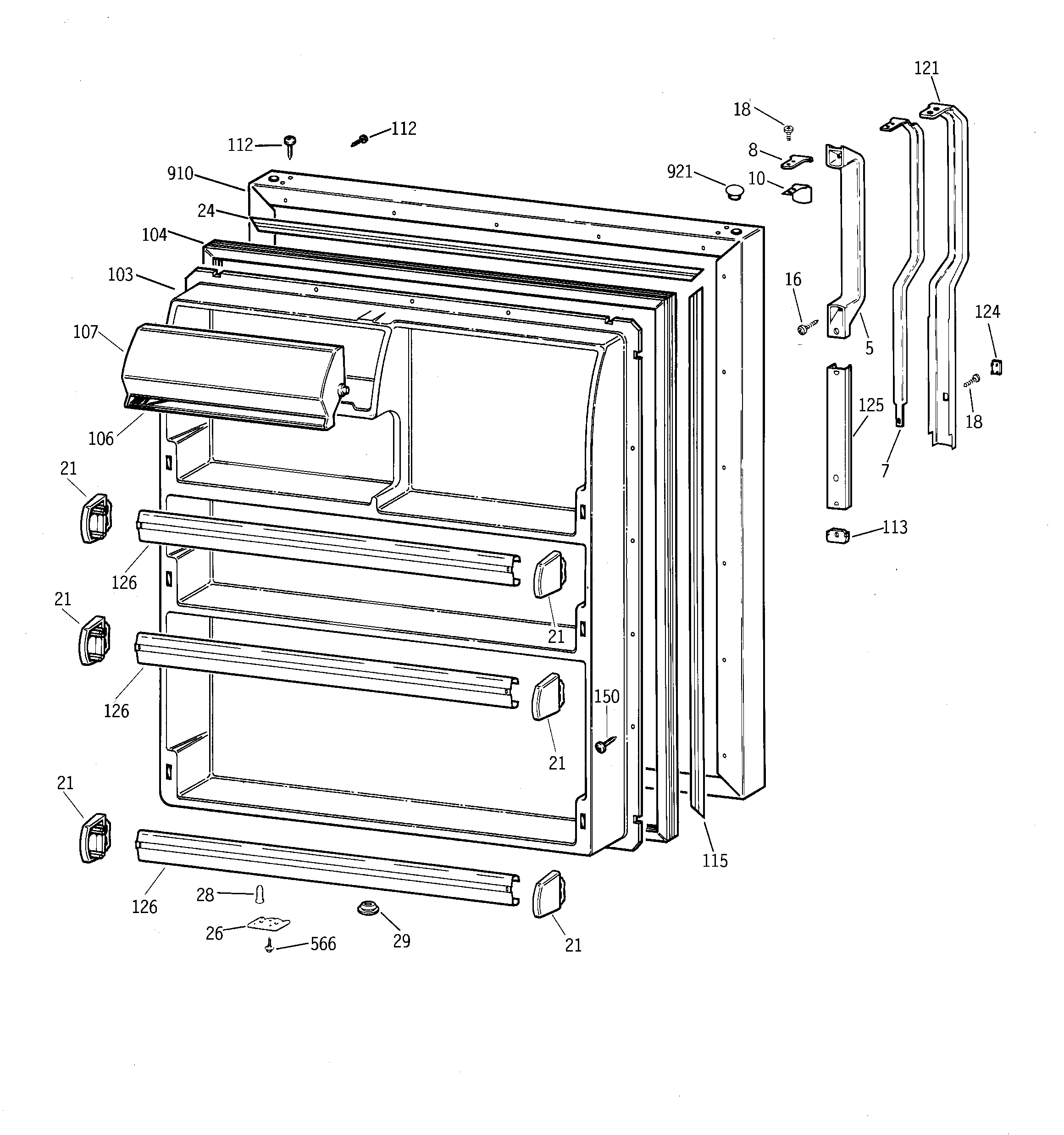Hotpoint CTT21GABFRAA fresh food door diagram