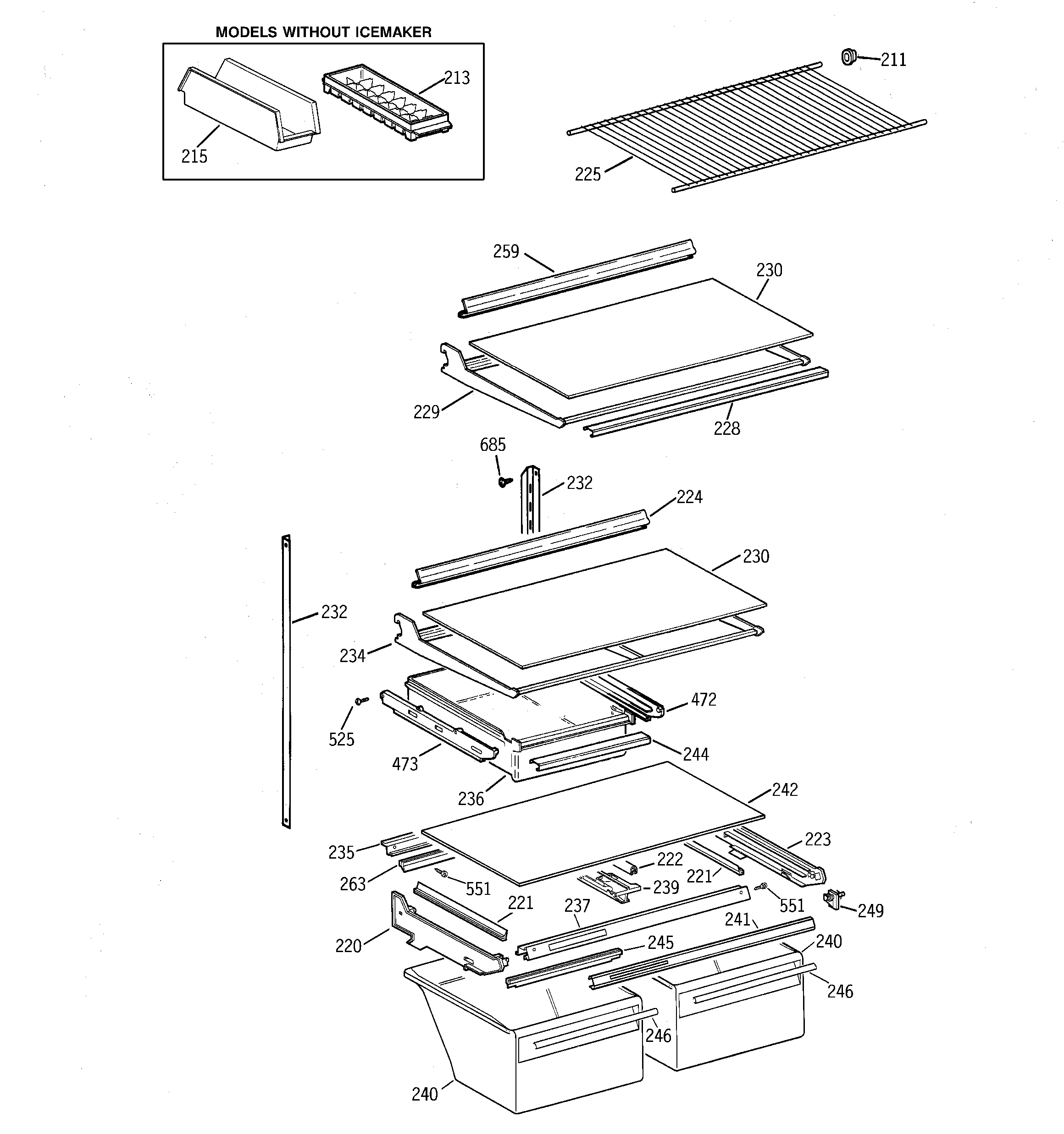 Hotpoint CTT21GABFRAA shelf parts diagram