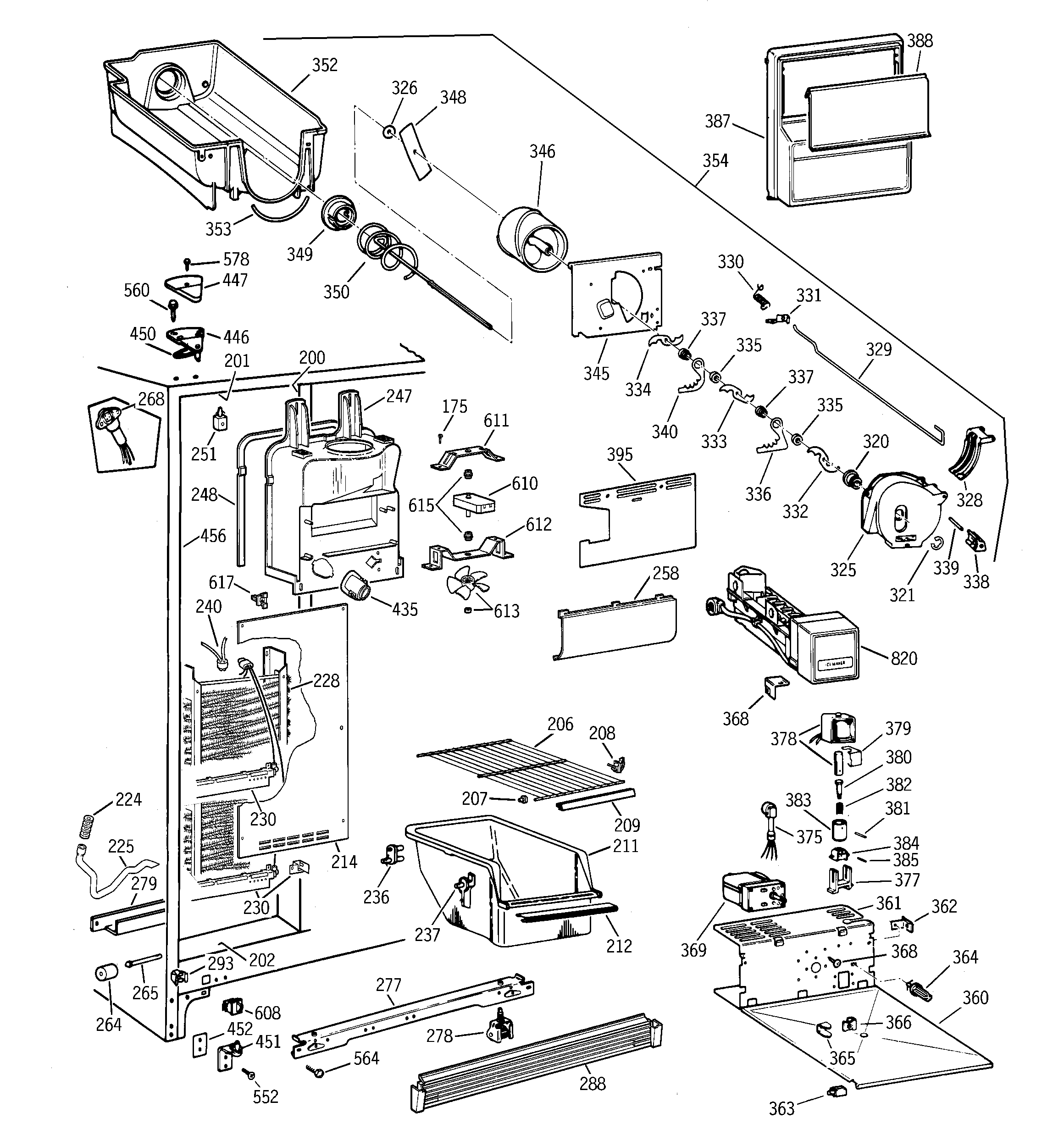 Hotpoint CSX22GRBBWW freezer section diagram