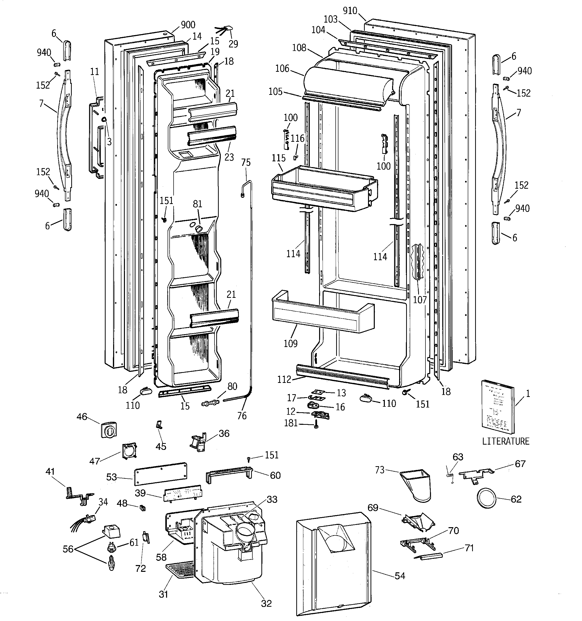 Hotpoint CSX25GRBBWW doors diagram