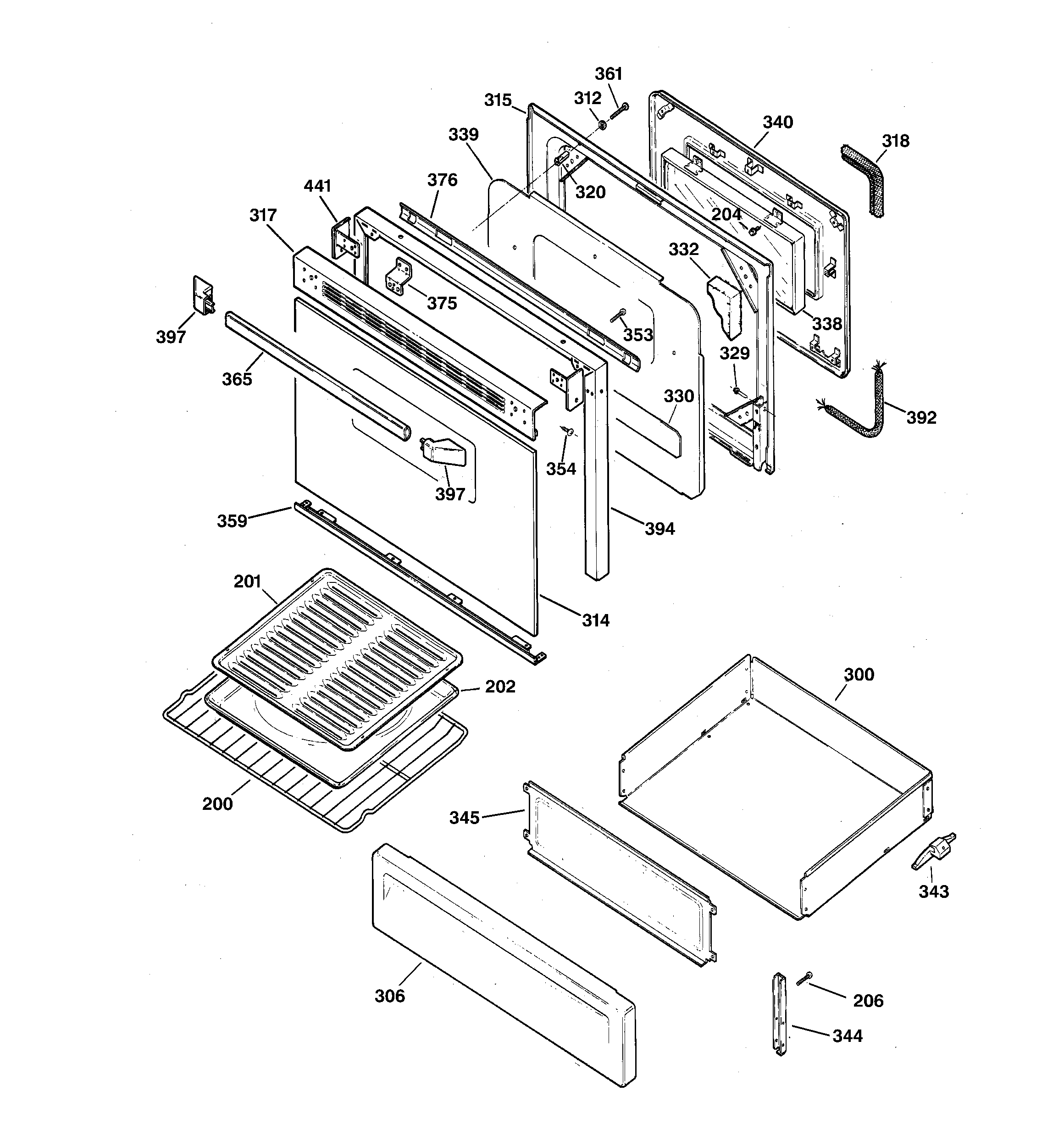 Hotpoint RGB745WEA2WW door & drawer parts diagram