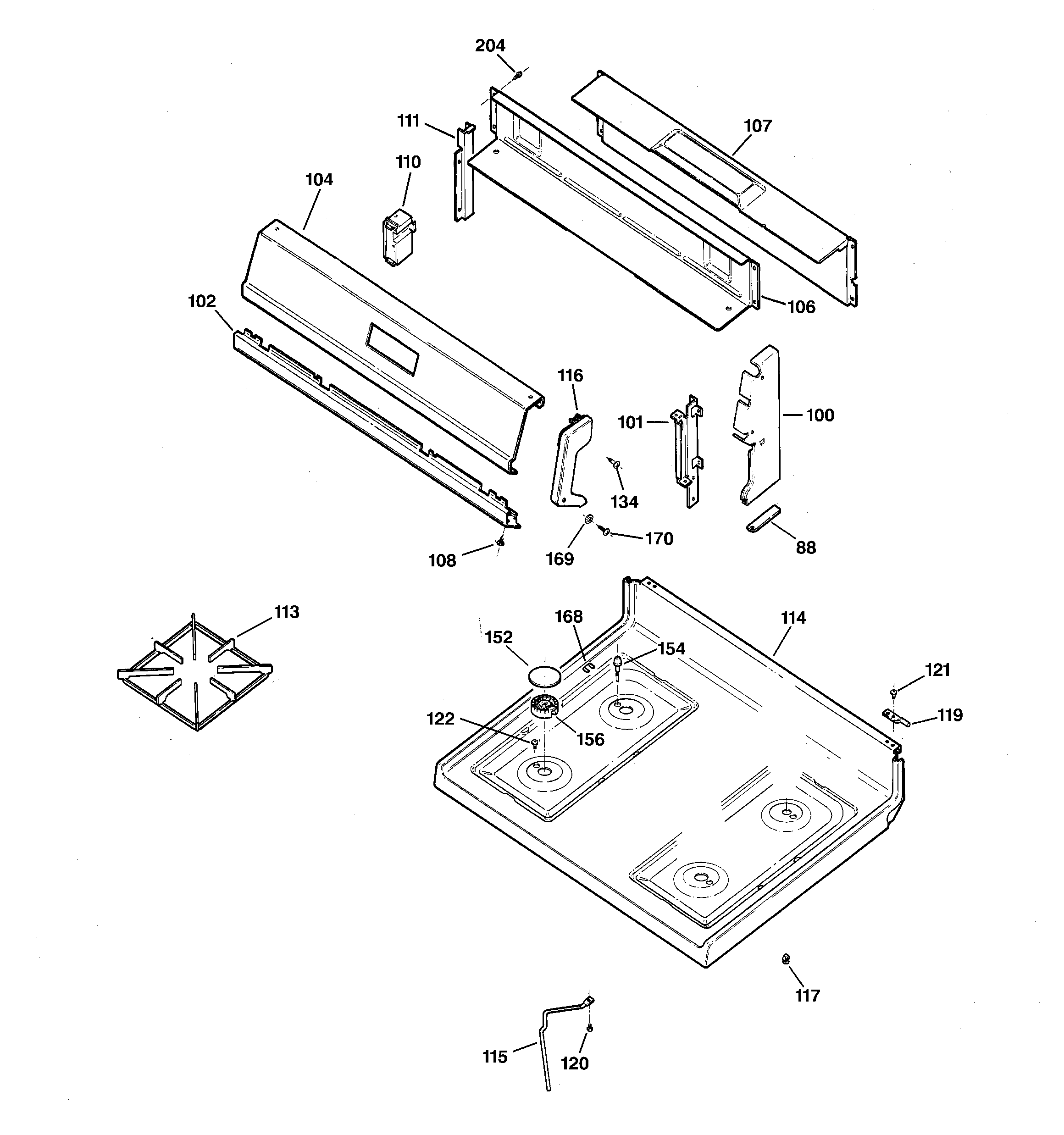 Hotpoint RGB530BEA2AD cooktop diagram