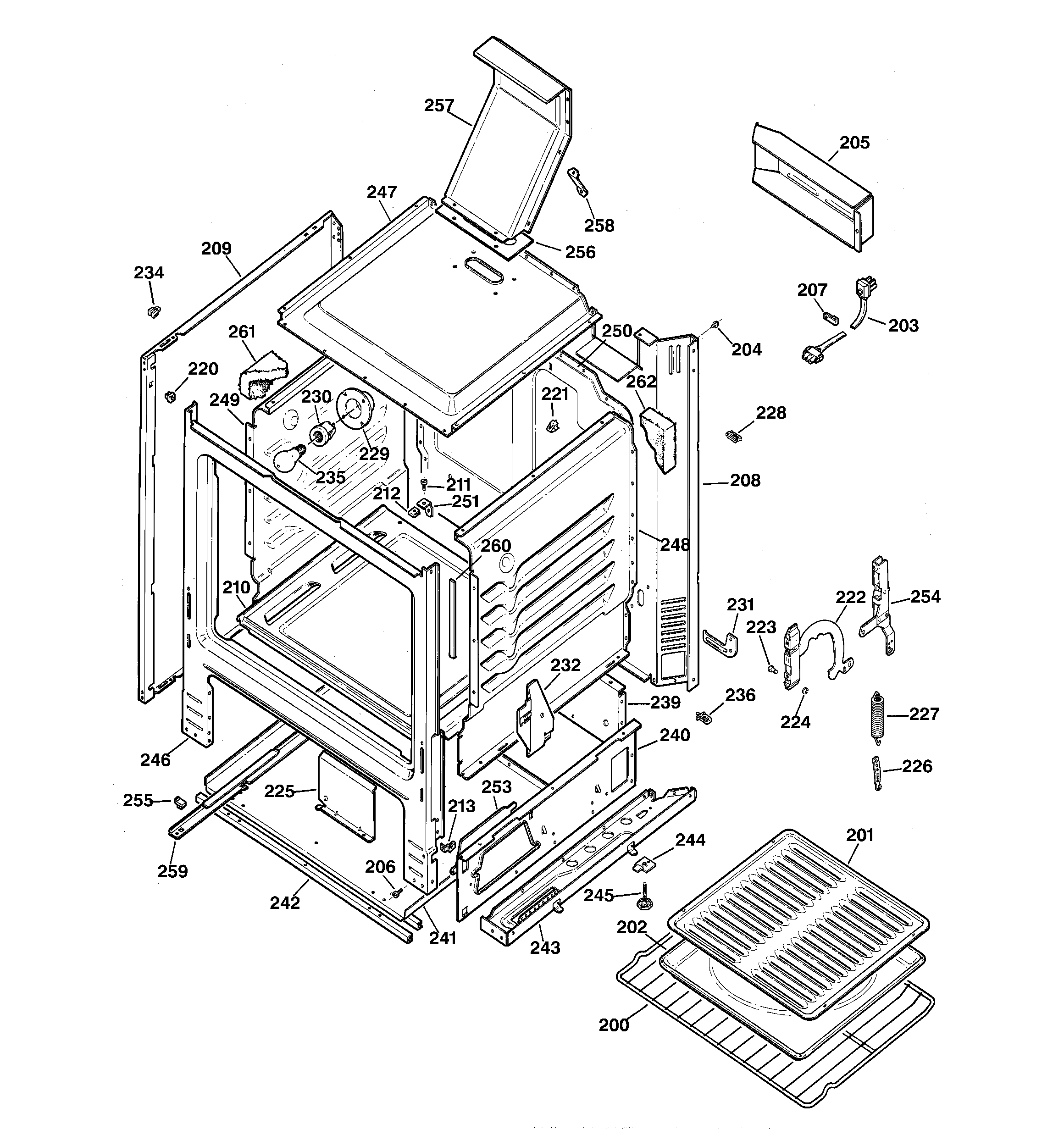 Hotpoint RGB530BEA2AD door & drawer parts diagram