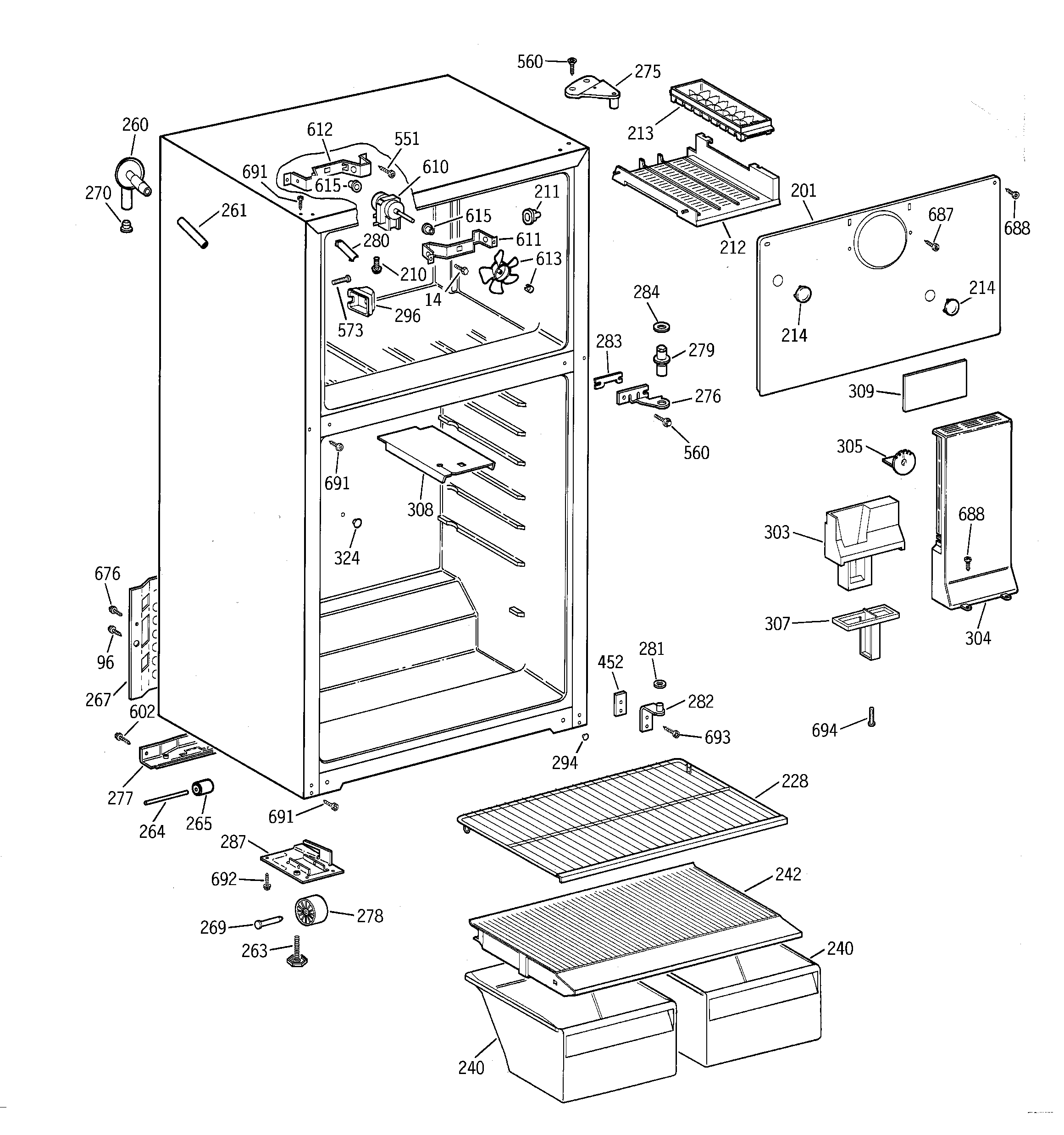 Hotpoint CTX18CYBHLAA cabinet diagram
