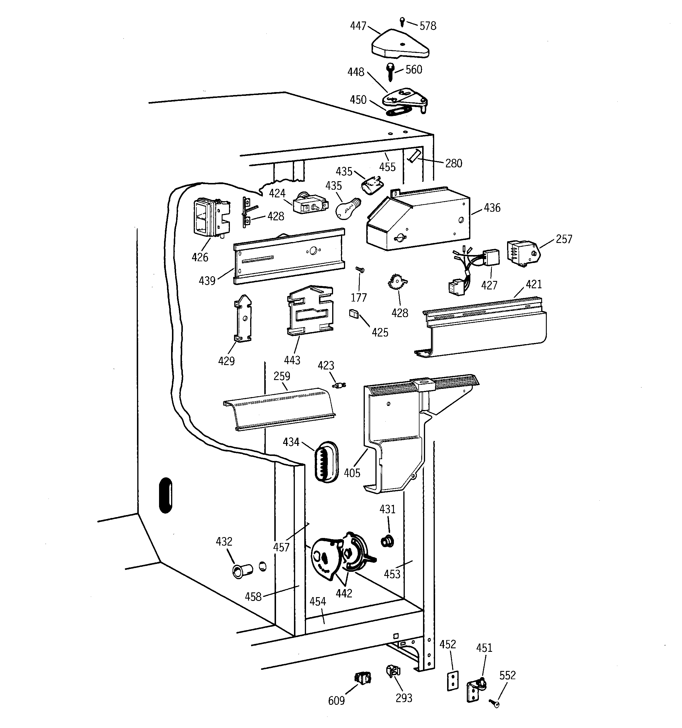 Hotpoint CST20KABBWH fresh food section diagram