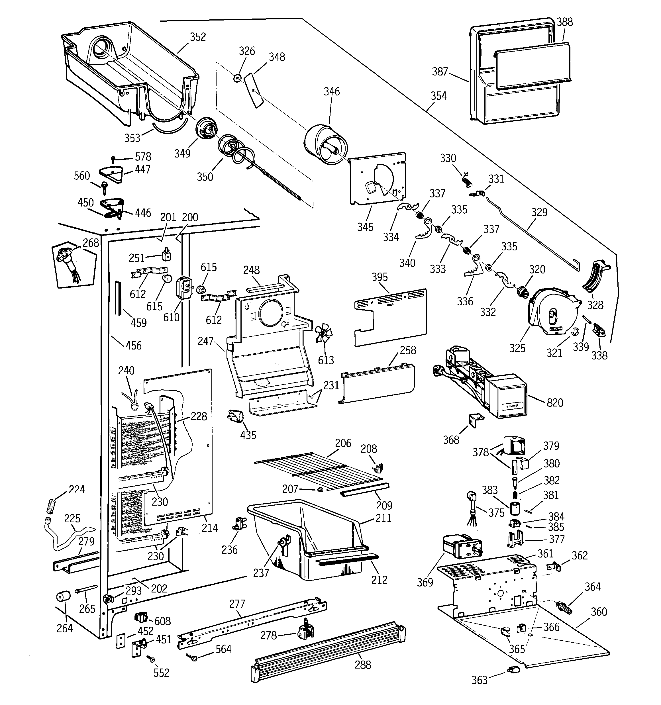 Hotpoint CST25GRBBWW freezer section diagram