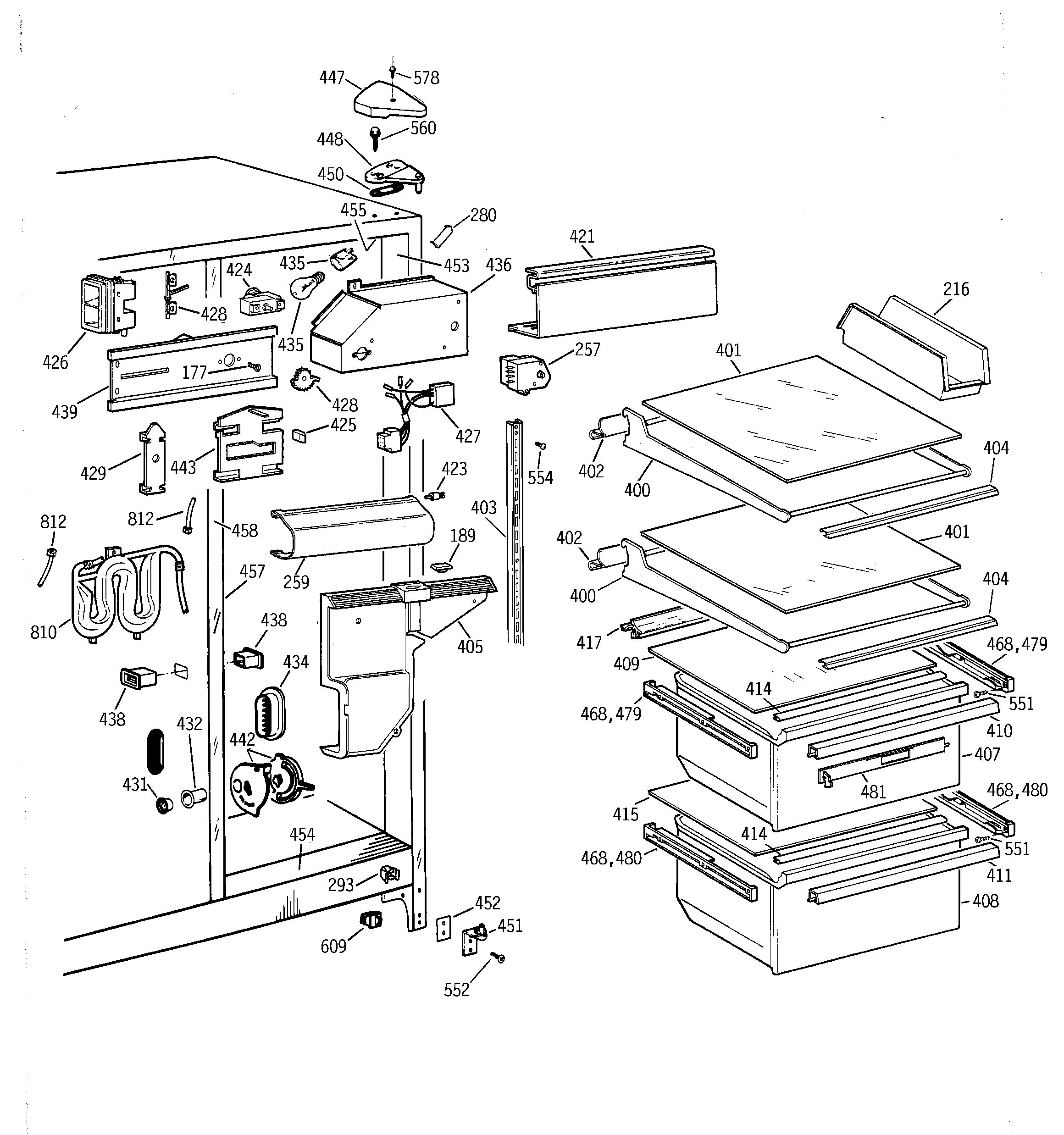Hotpoint CST25GRBBWW fresh food section diagram