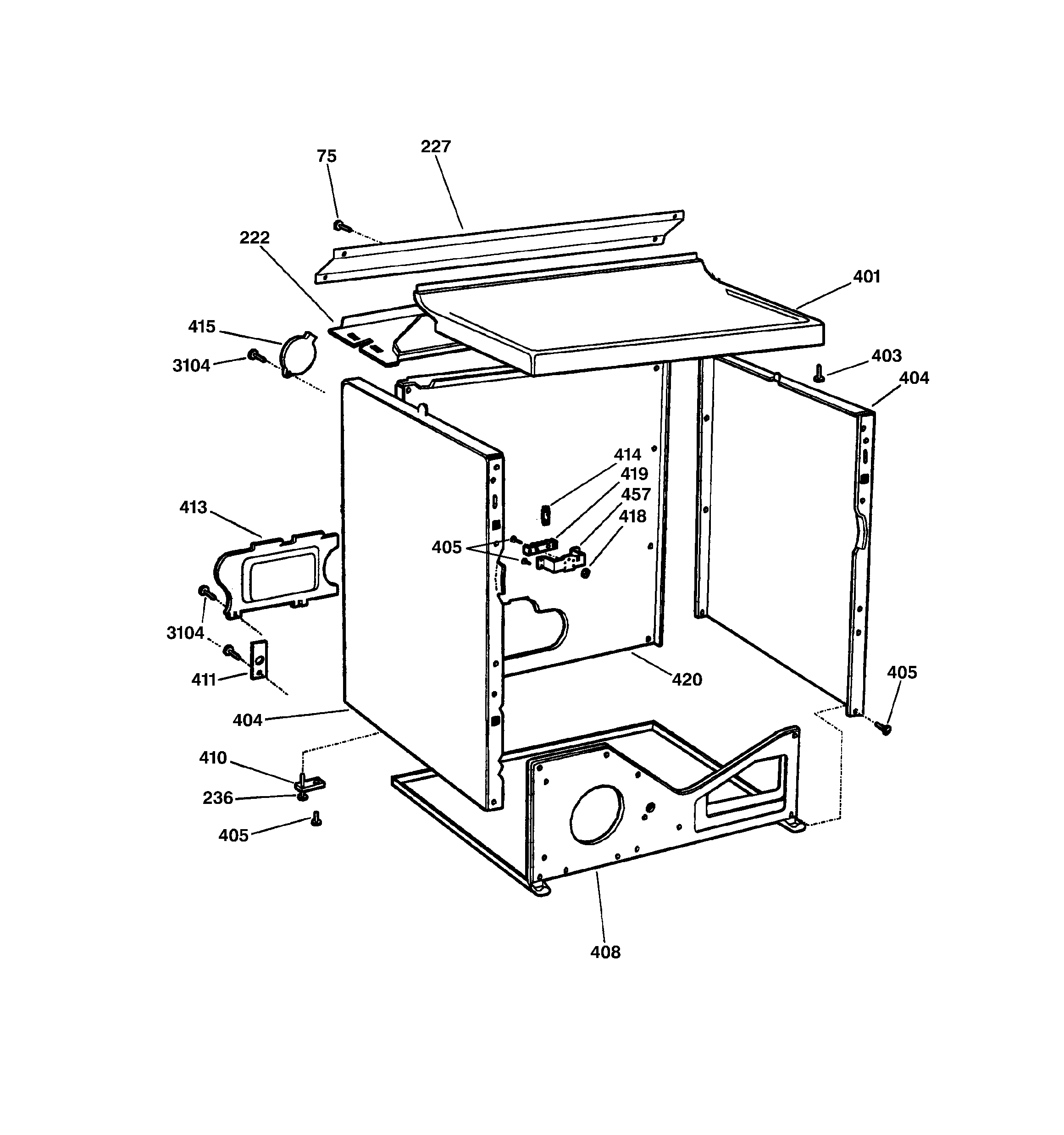 Hotpoint NBXR453EV0AA cabinet diagram