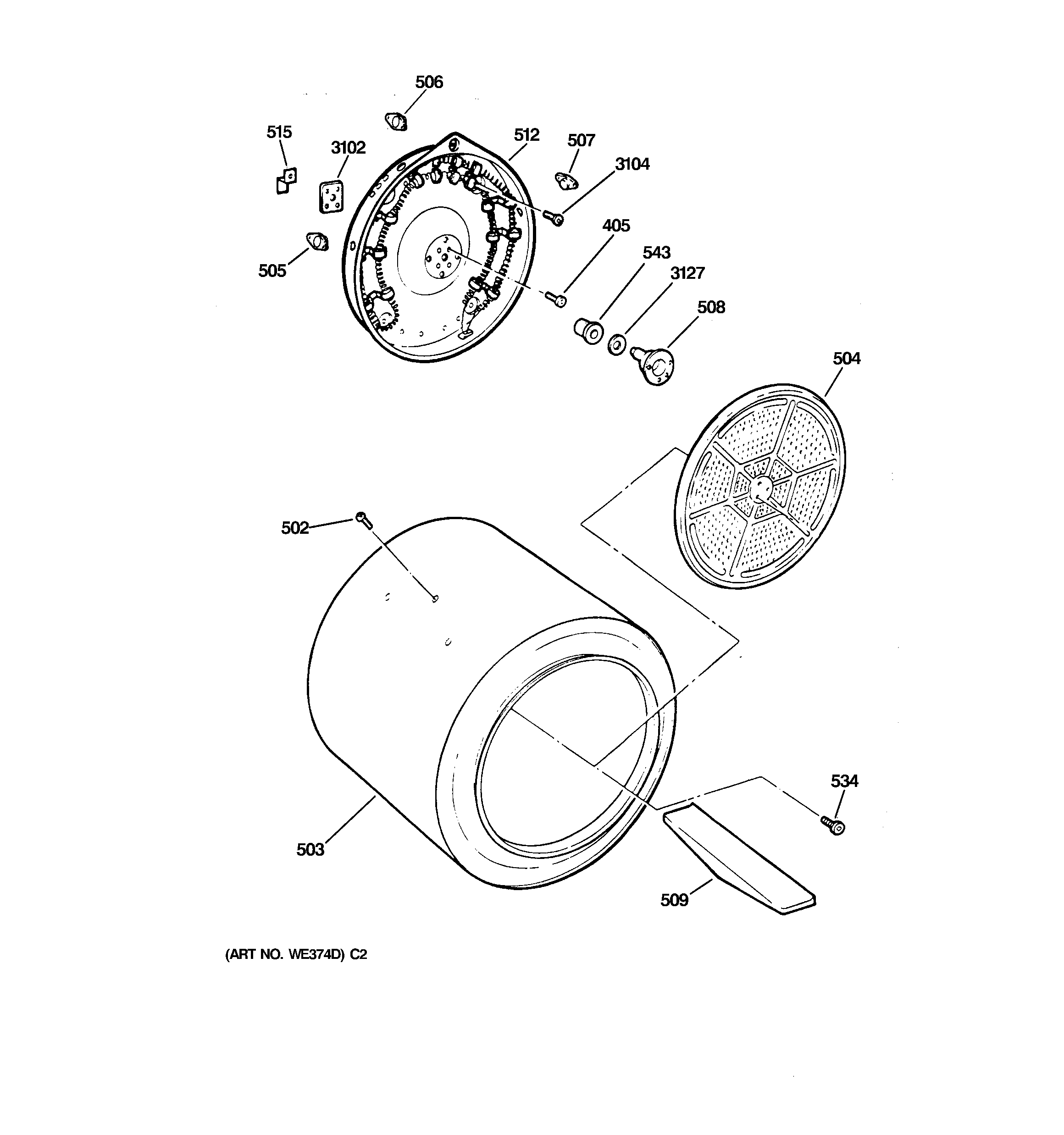 Hotpoint NBXR453EV0AA drum diagram
