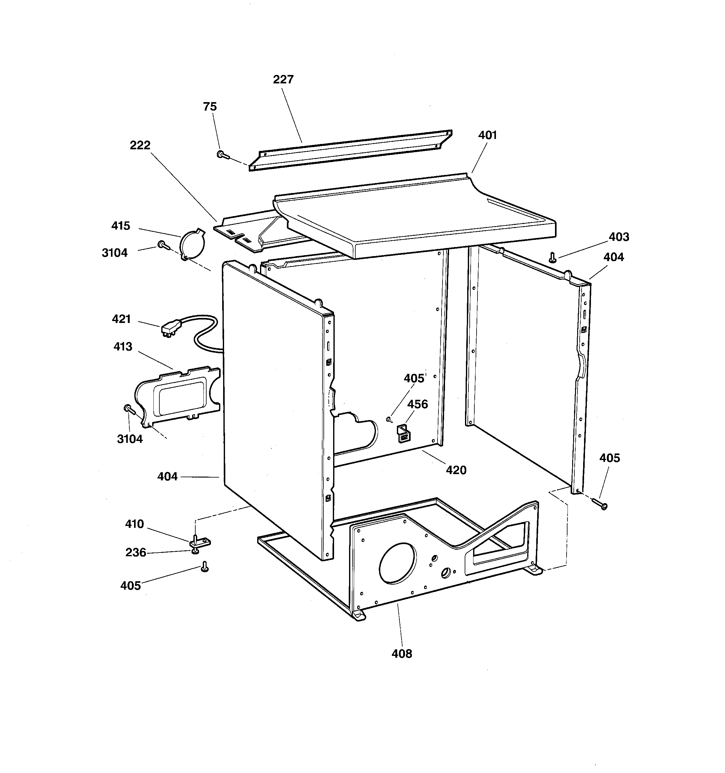 Hotpoint NBXR453GV0WW cabinet diagram