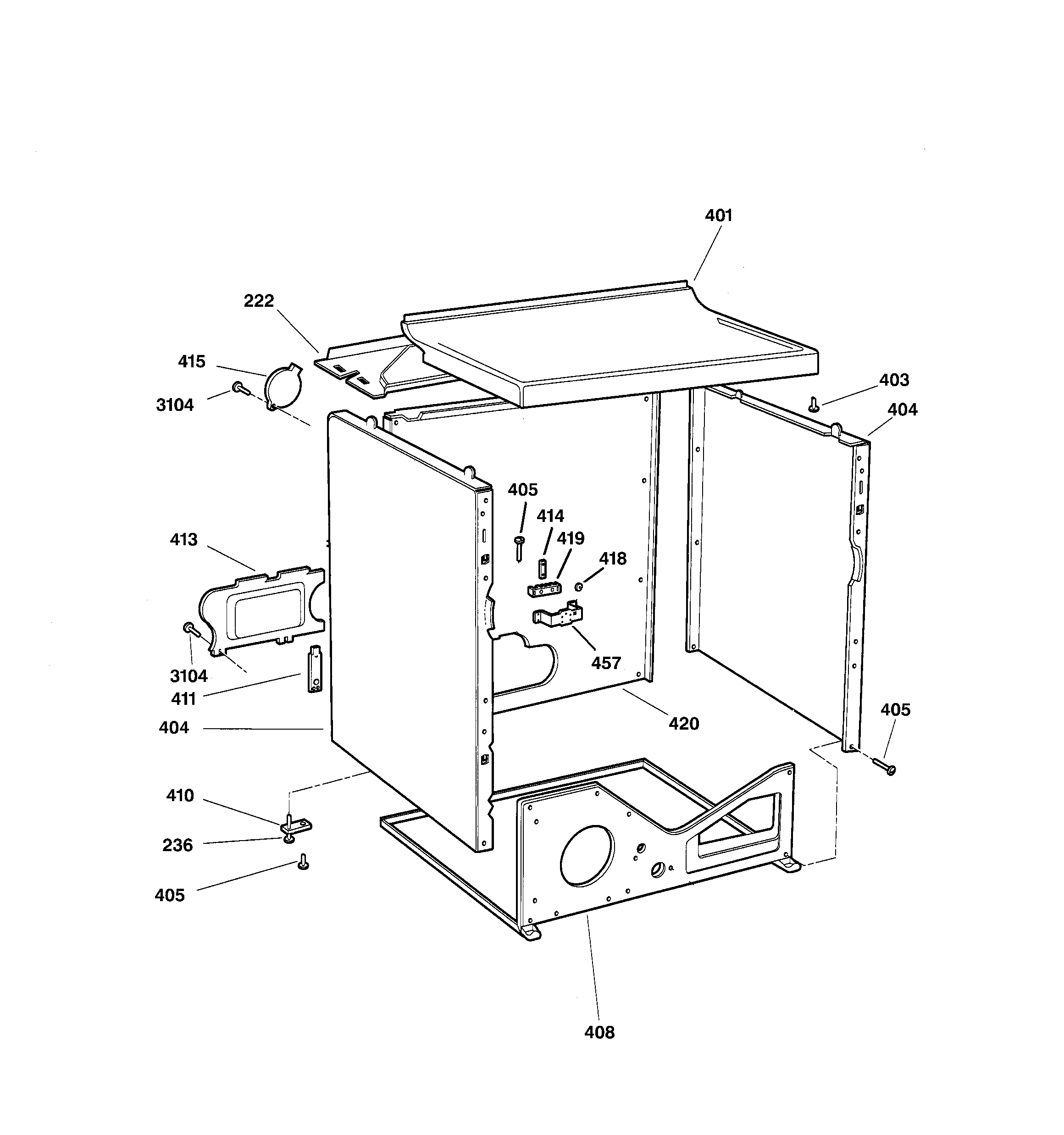 Hotpoint NJSR453EW0WW cabinet diagram