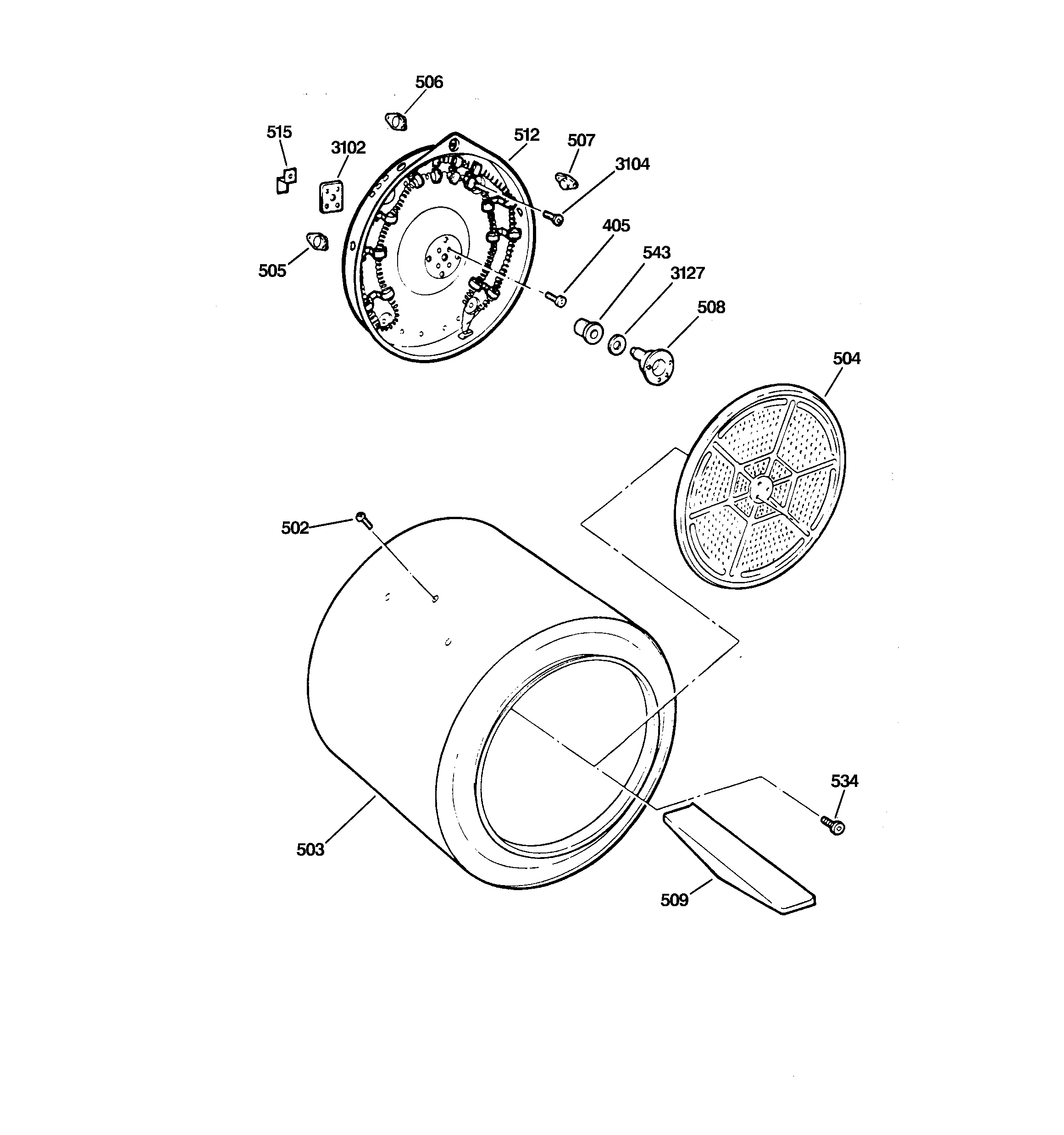 Hotpoint NJSR453EW0WW drum diagram