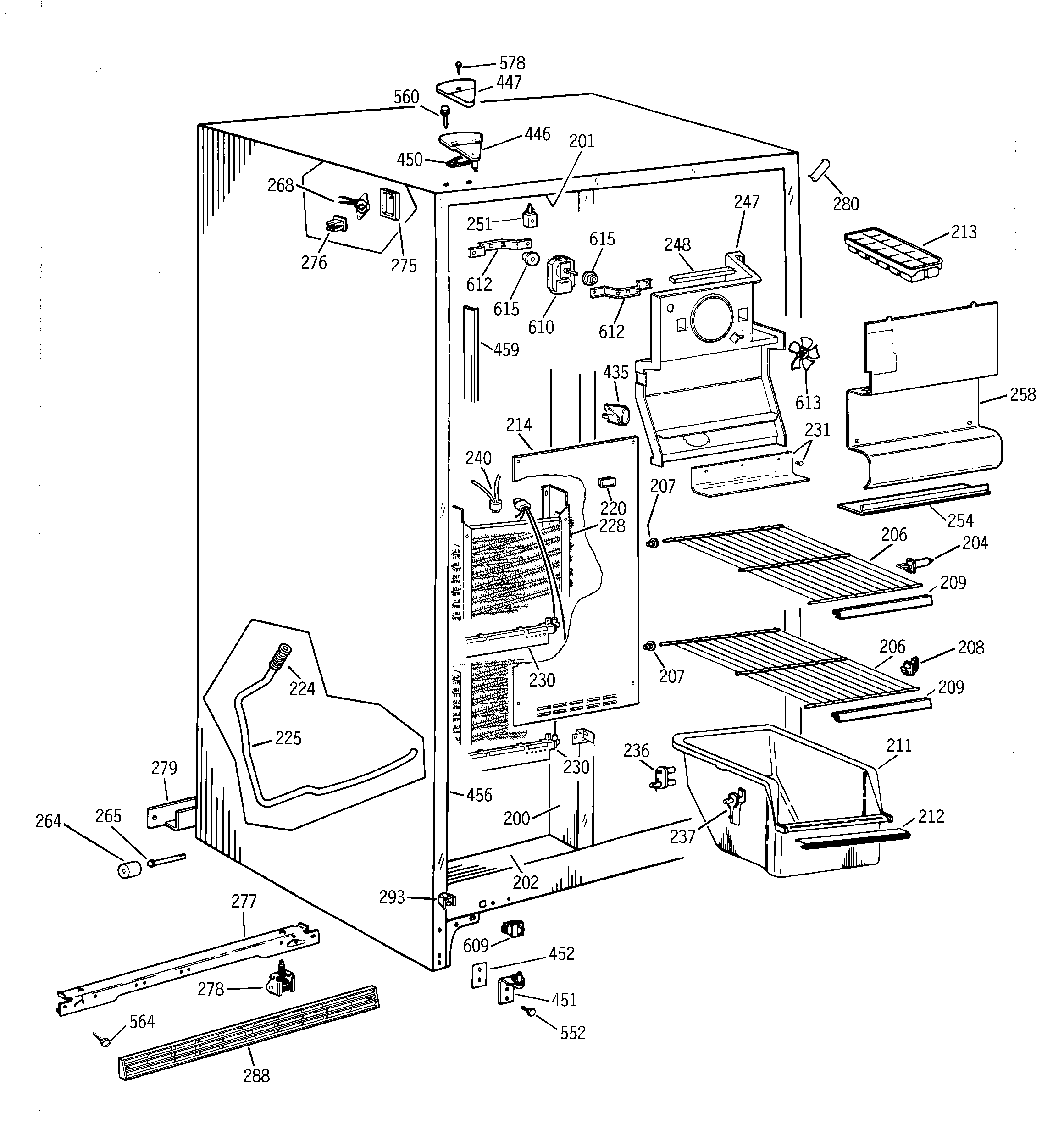 Hotpoint CSK20GABBAD freezer section diagram