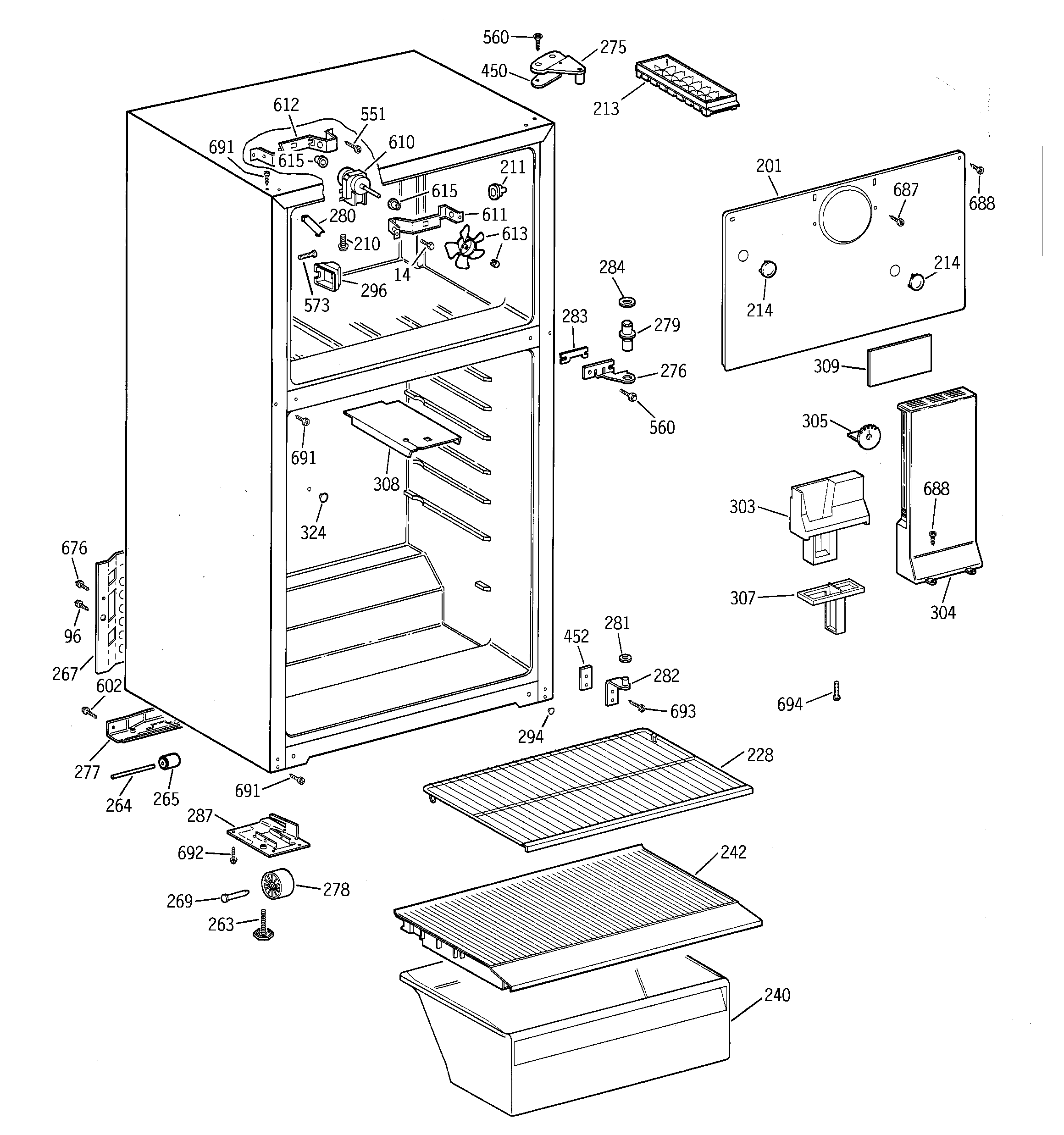 Hotpoint CTX14AYBHRAA cabinet diagram