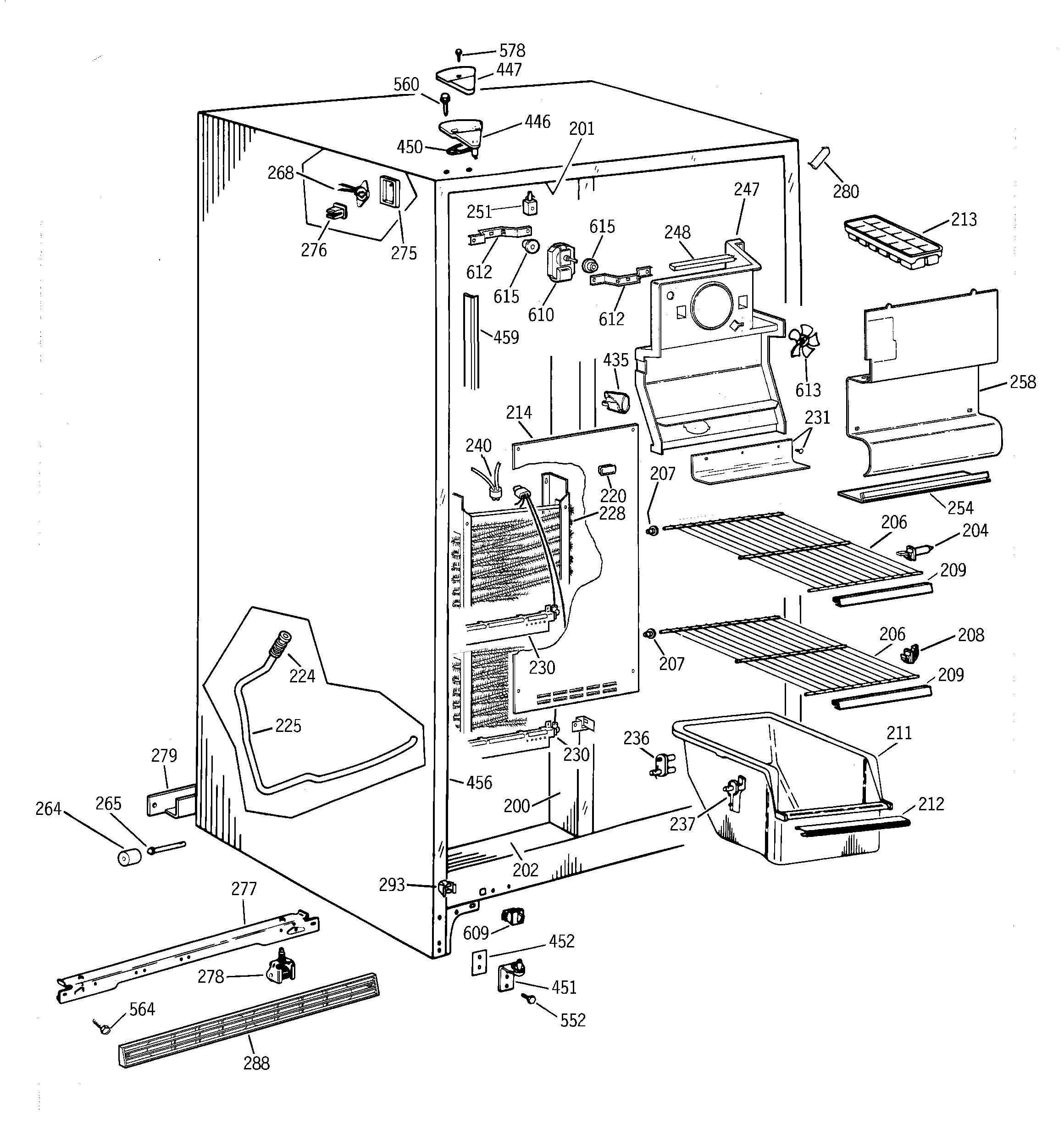 Hotpoint CSK22GABBAA freezer section diagram